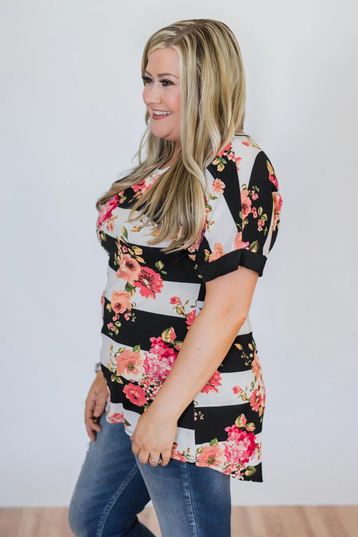 Today is the Day Striped Floral Top - Image 6