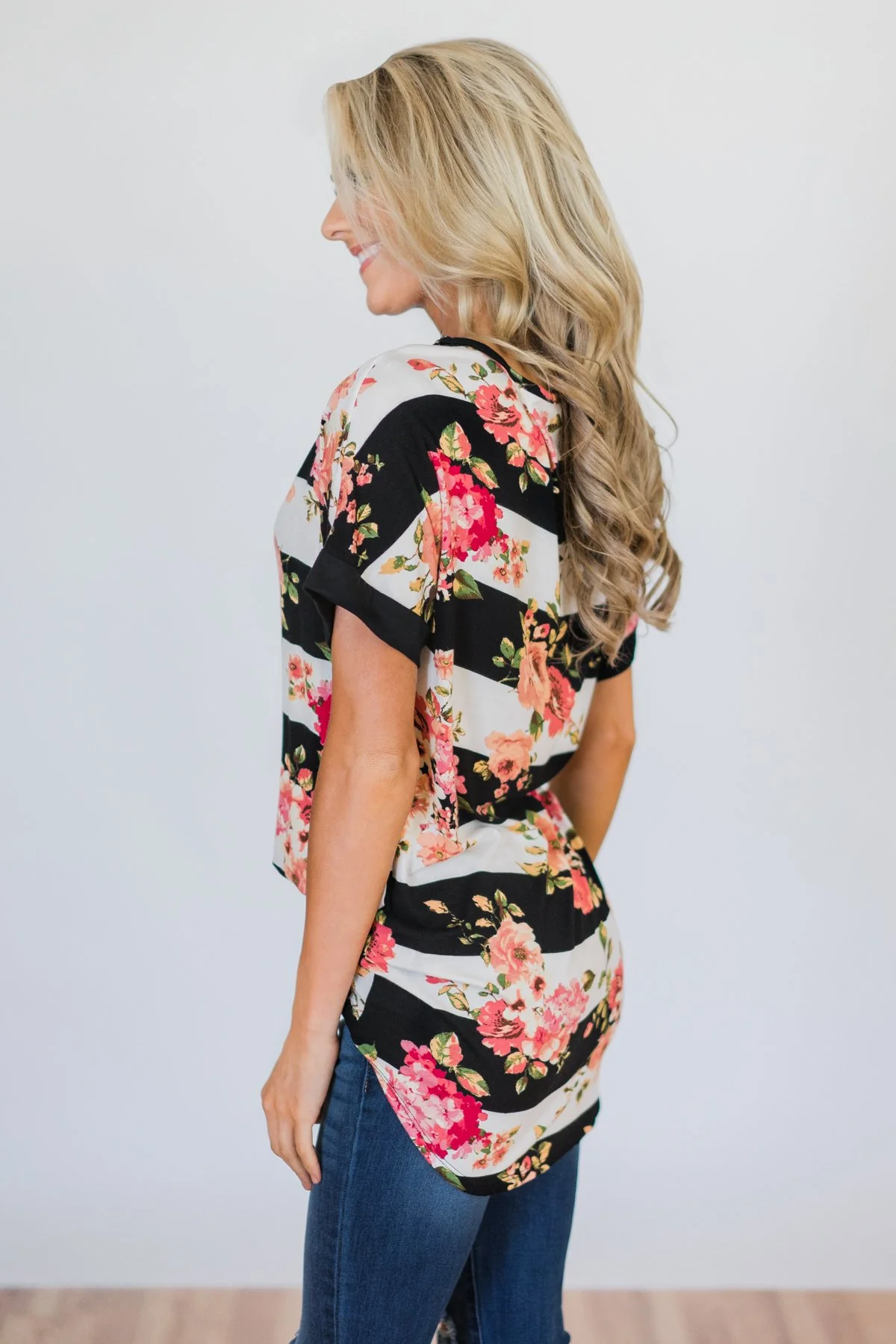 Today is the Day Striped Floral Top - Image 8