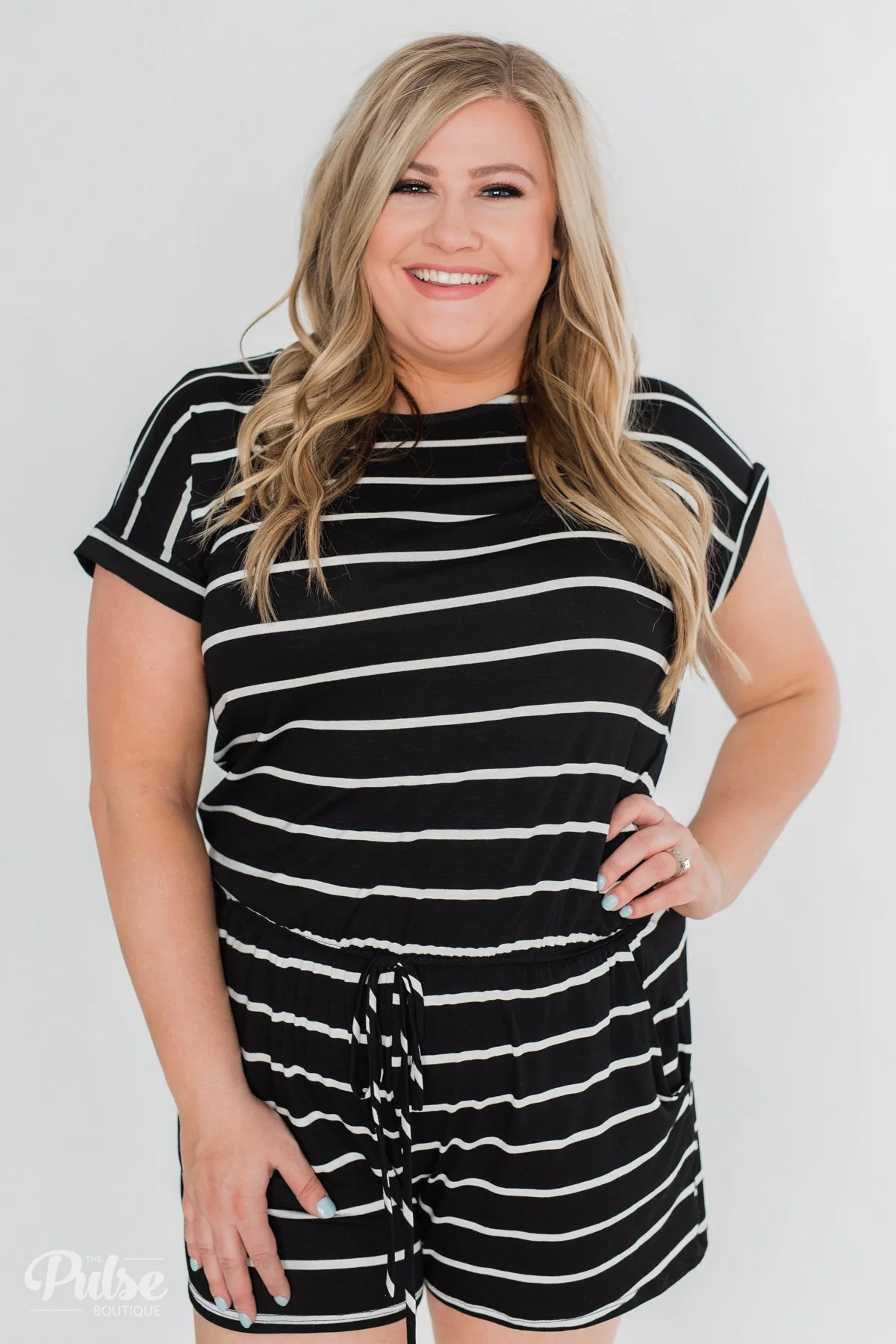 Black & White Striped Romper - Image 11