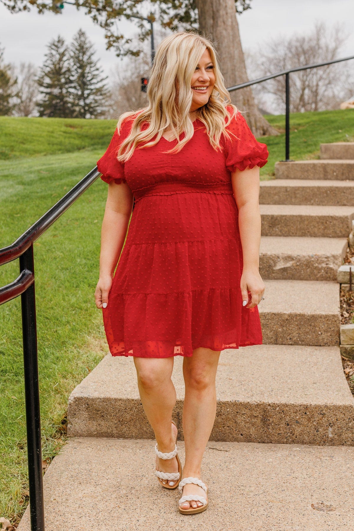 Blaze Of Glory Swiss Dot Dress- Red - Image 4