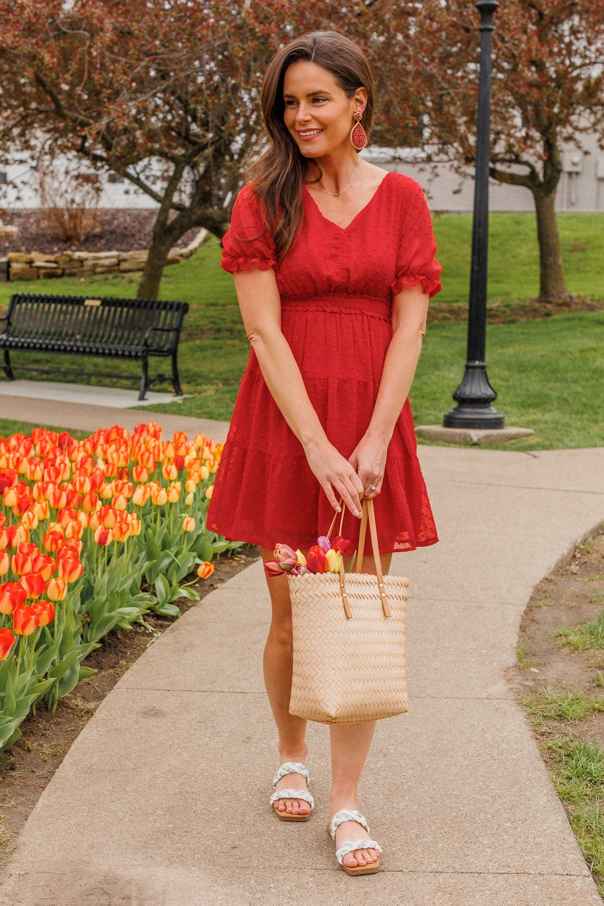 Blaze Of Glory Swiss Dot Dress- Red - Image 5