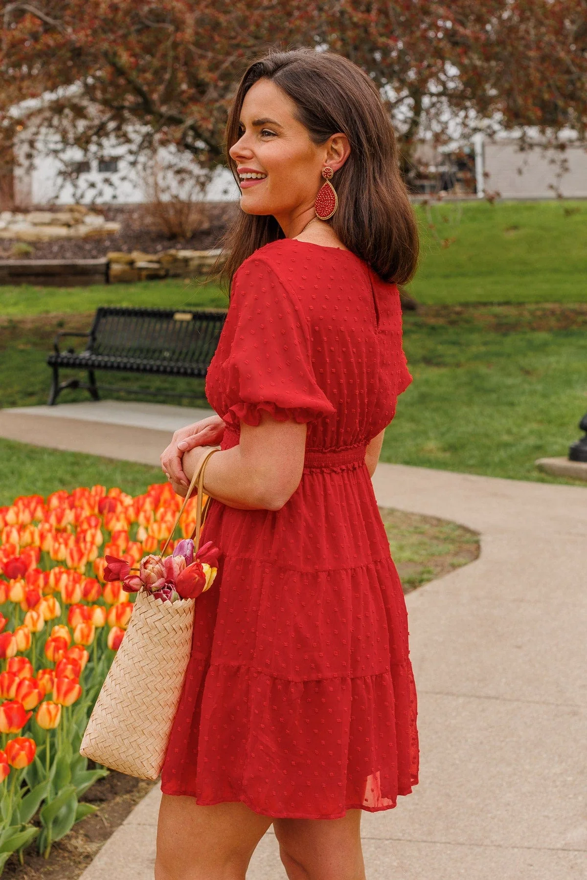 Blaze Of Glory Swiss Dot Dress- Red - Image 7