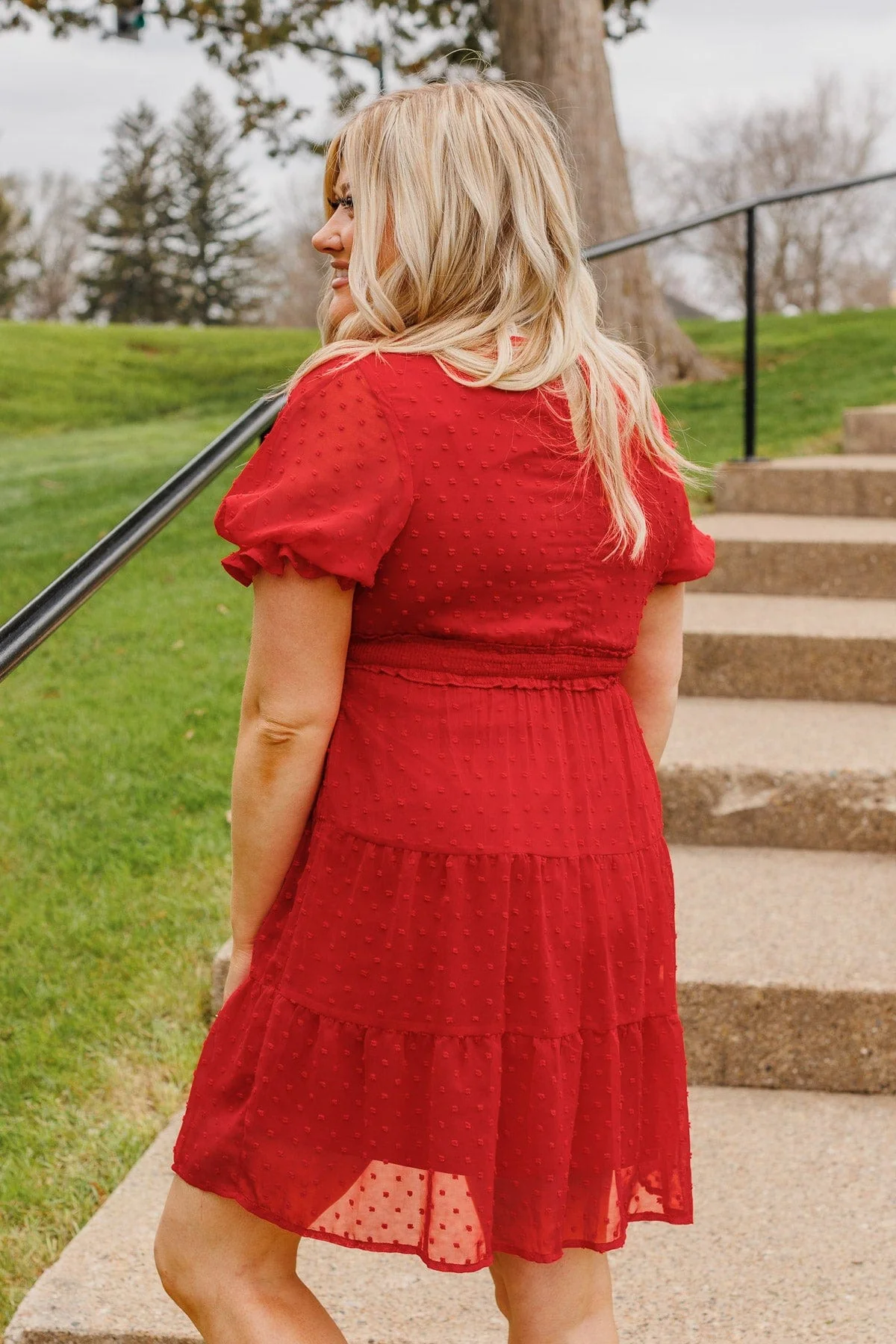 Blaze Of Glory Swiss Dot Dress- Red - Image 8
