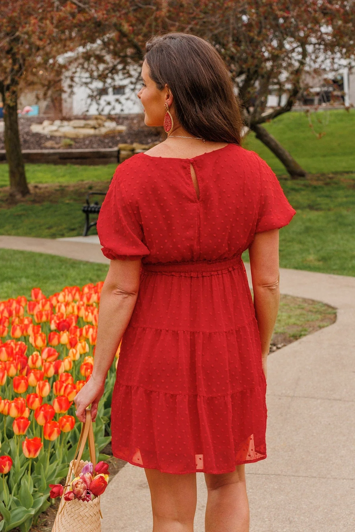 Blaze Of Glory Swiss Dot Dress- Red - Image 9