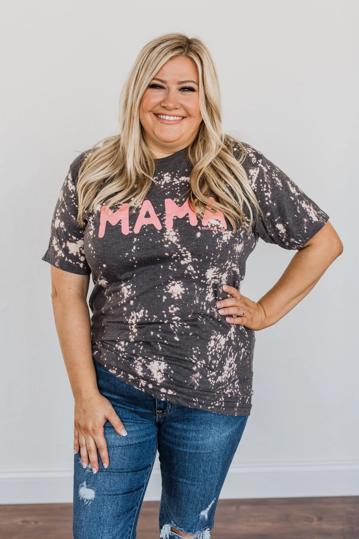 Bleached "Mama" Graphic Tee- Charcoal - Image 4