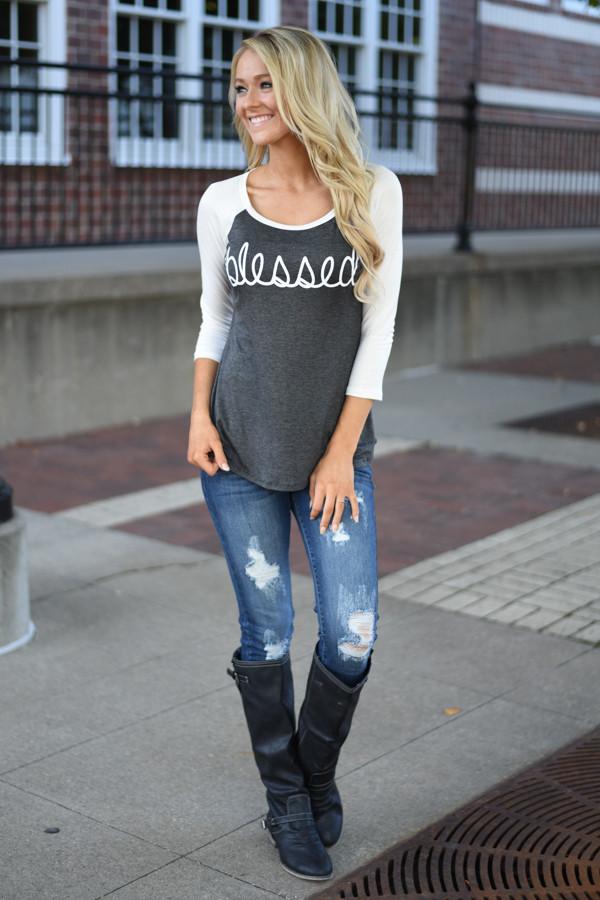 Blessed 3/4 Sleeve Top - Image 2