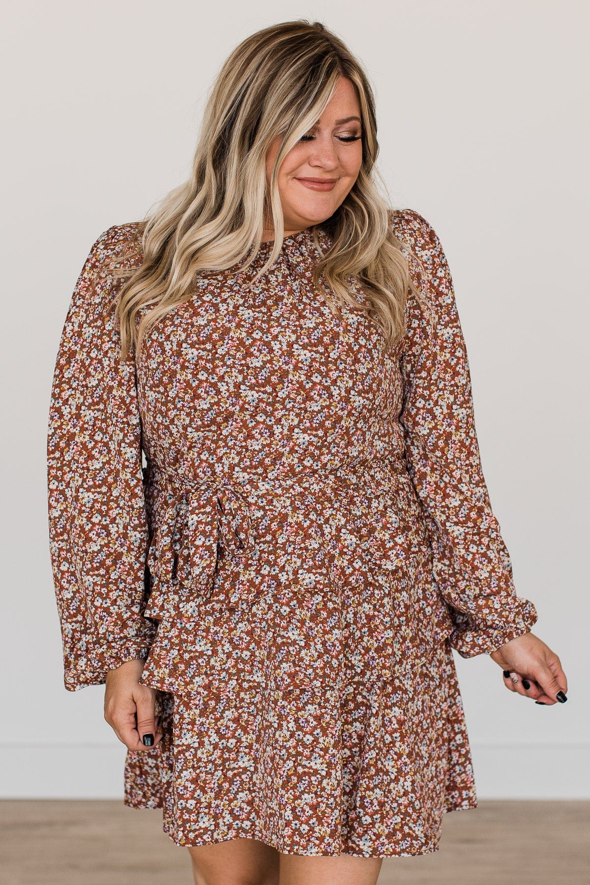 Blessed Beyond Belief Floral Dress- Dark Rust - Image 4