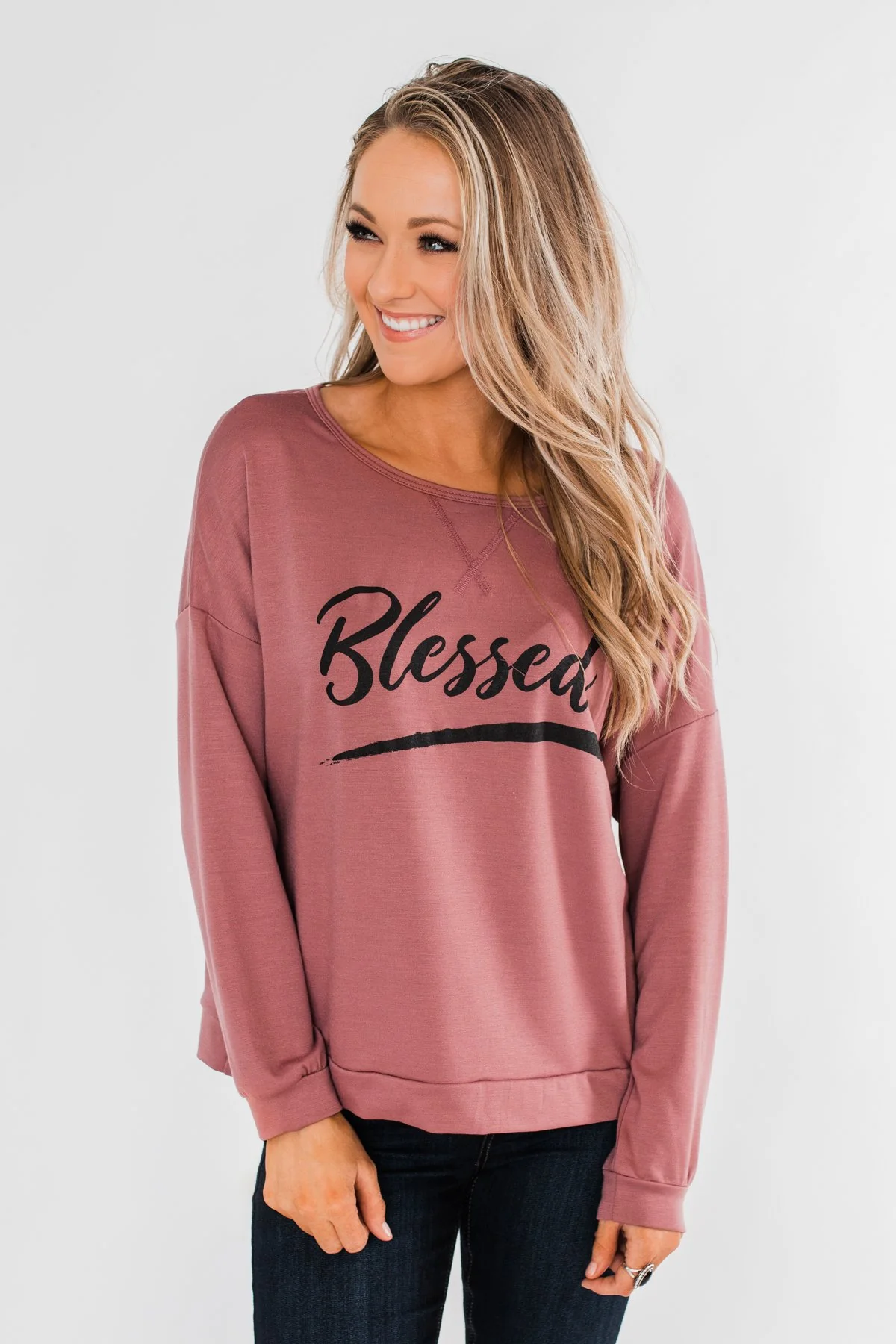 "Blessed" Crewneck Pullover- Clay - Image 4