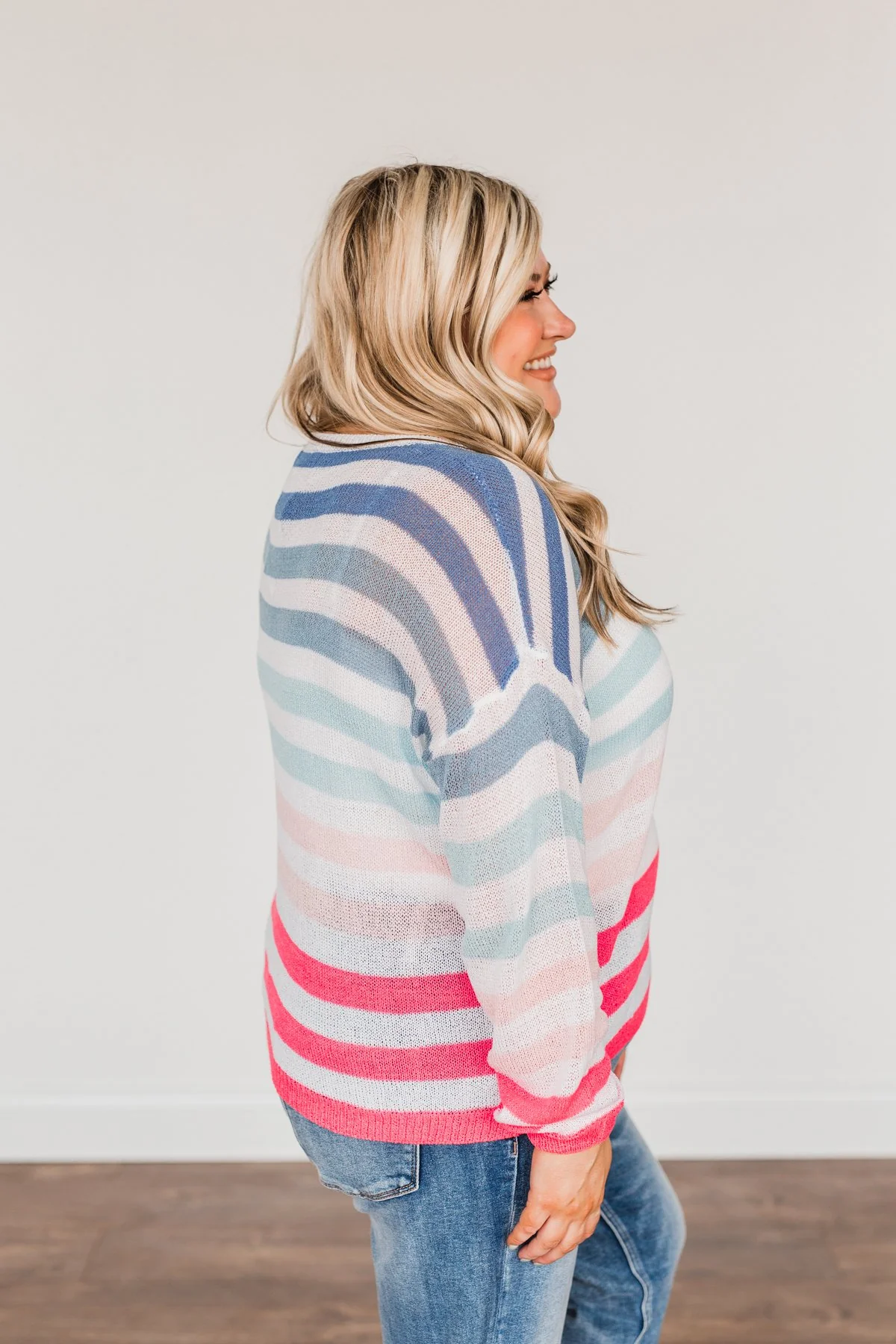 Blessed Days Striped Knit Top- Shades of Pink & Blue - Image 10
