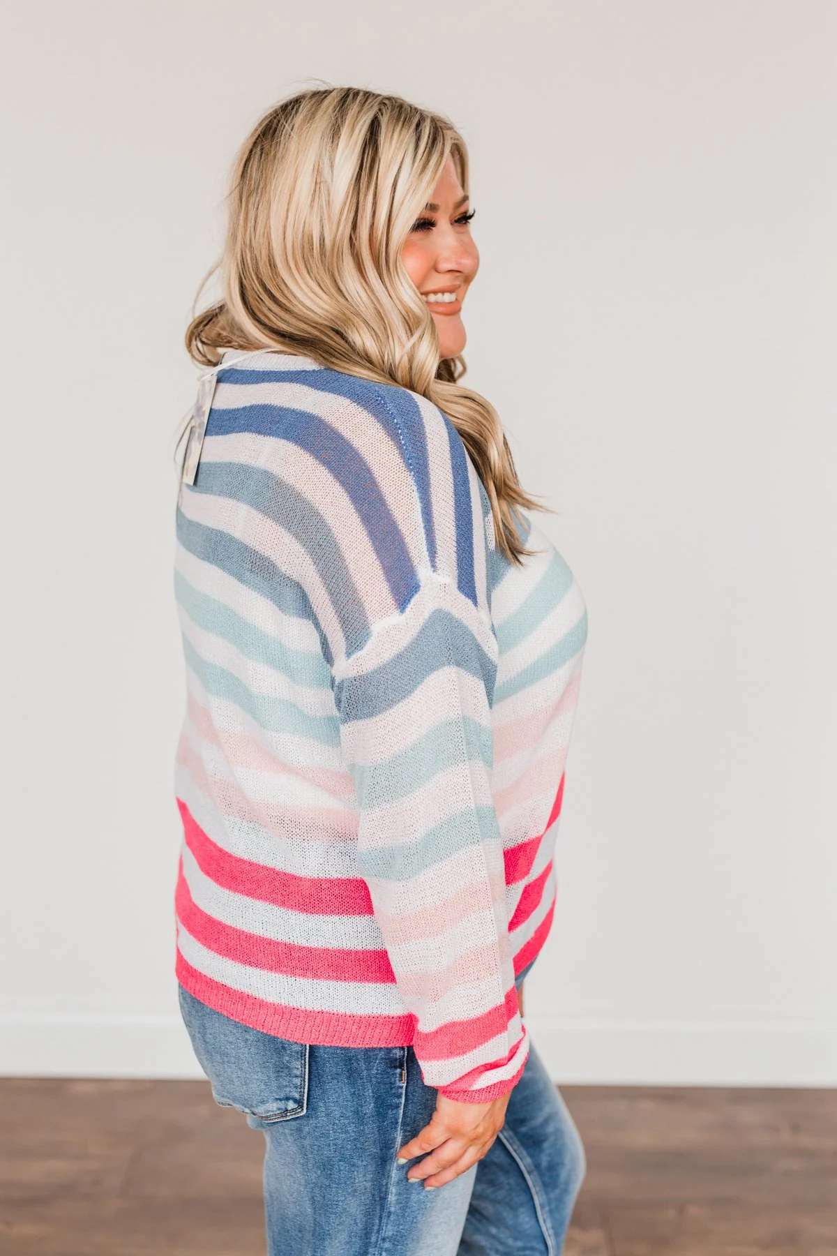 Blessed Days Striped Knit Top- Shades of Pink & Blue - Image 9