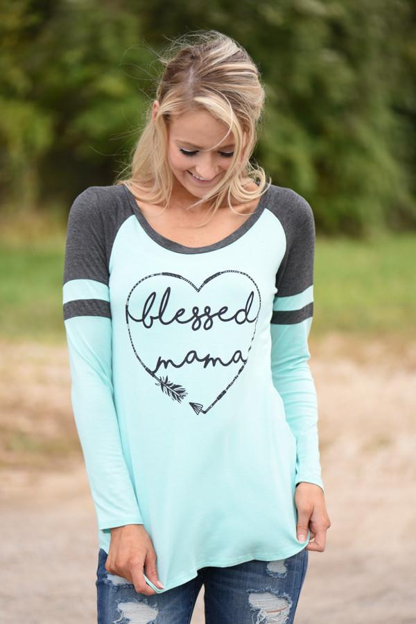 Blessed Mama Tee - Mint - Image 3