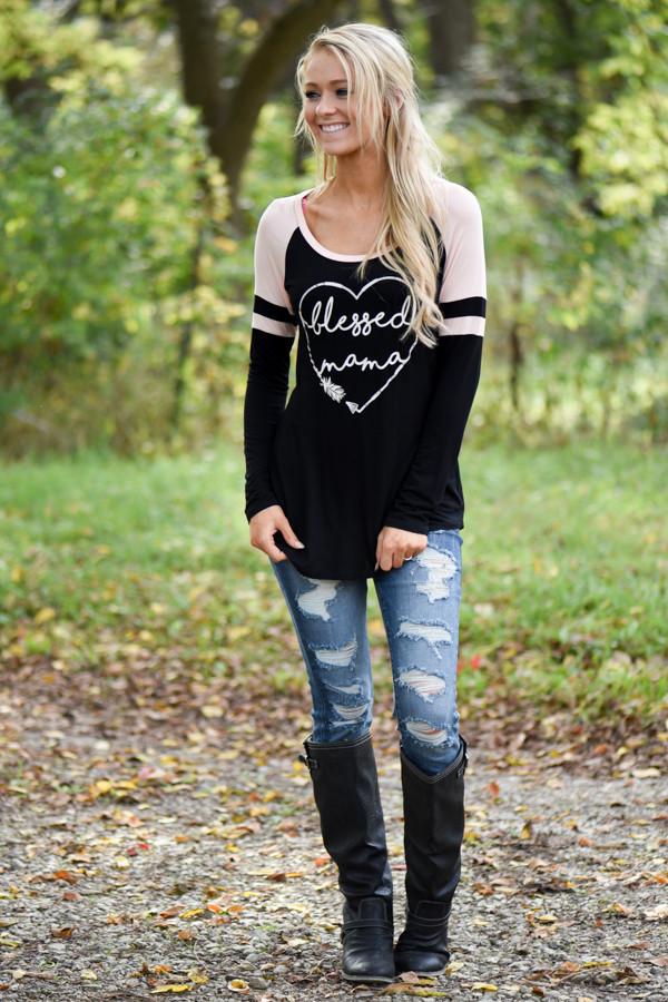 Blessed Mama Tee - Pink - Image 3