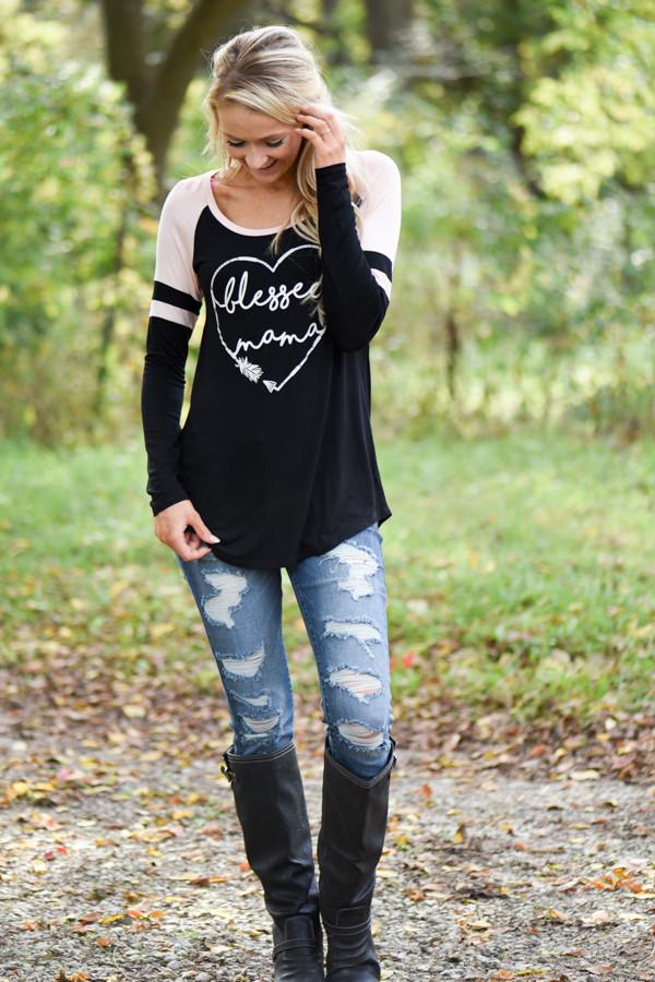Blessed Mama Tee - Pink - Image 4
