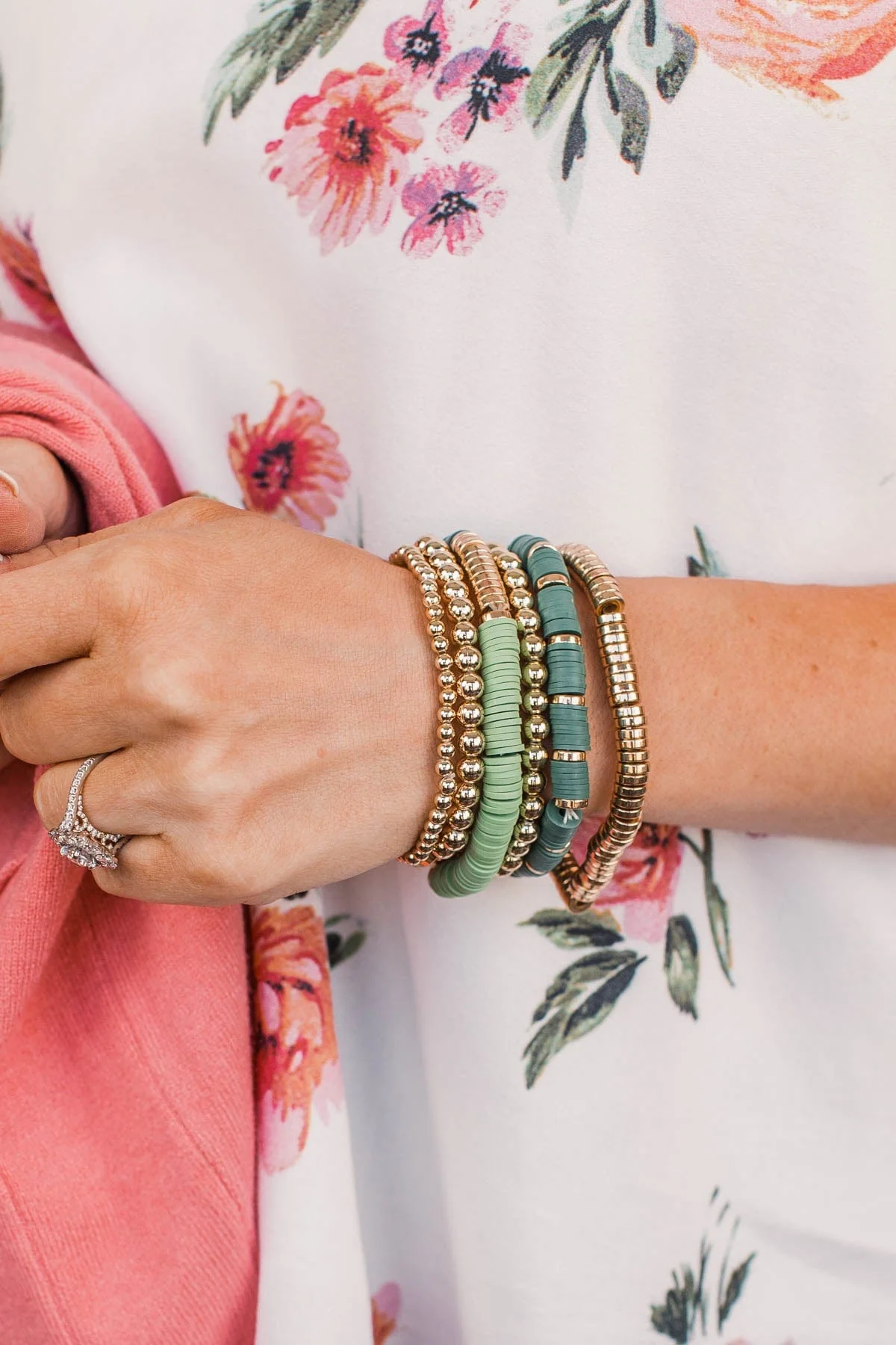 Bling Queen Gold Bracelet Set- Green - Image 2