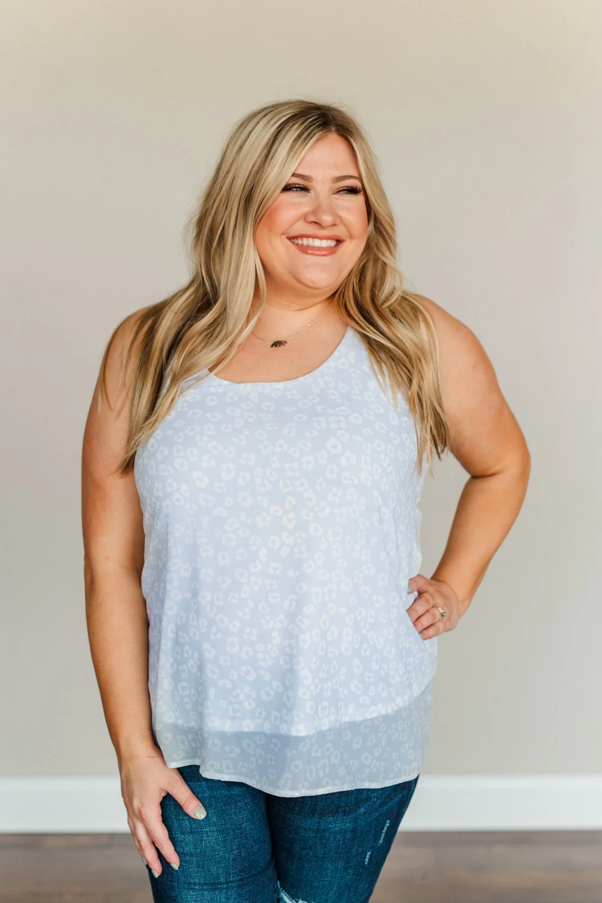 Blissful Breeze Animal Print Tank Top- Light Blue - Image 5