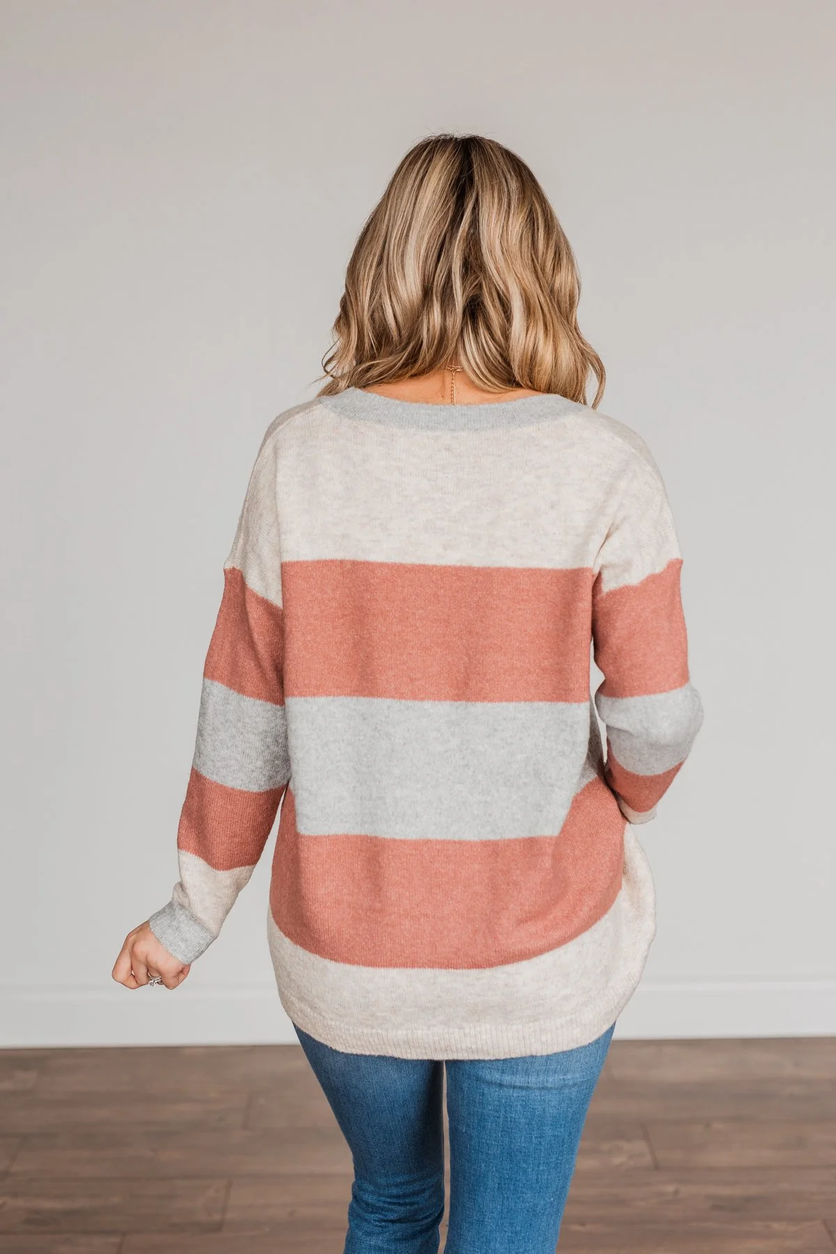 Blissful Feelings Color Block Sweater- Oatmeal & Mauve - Image 11