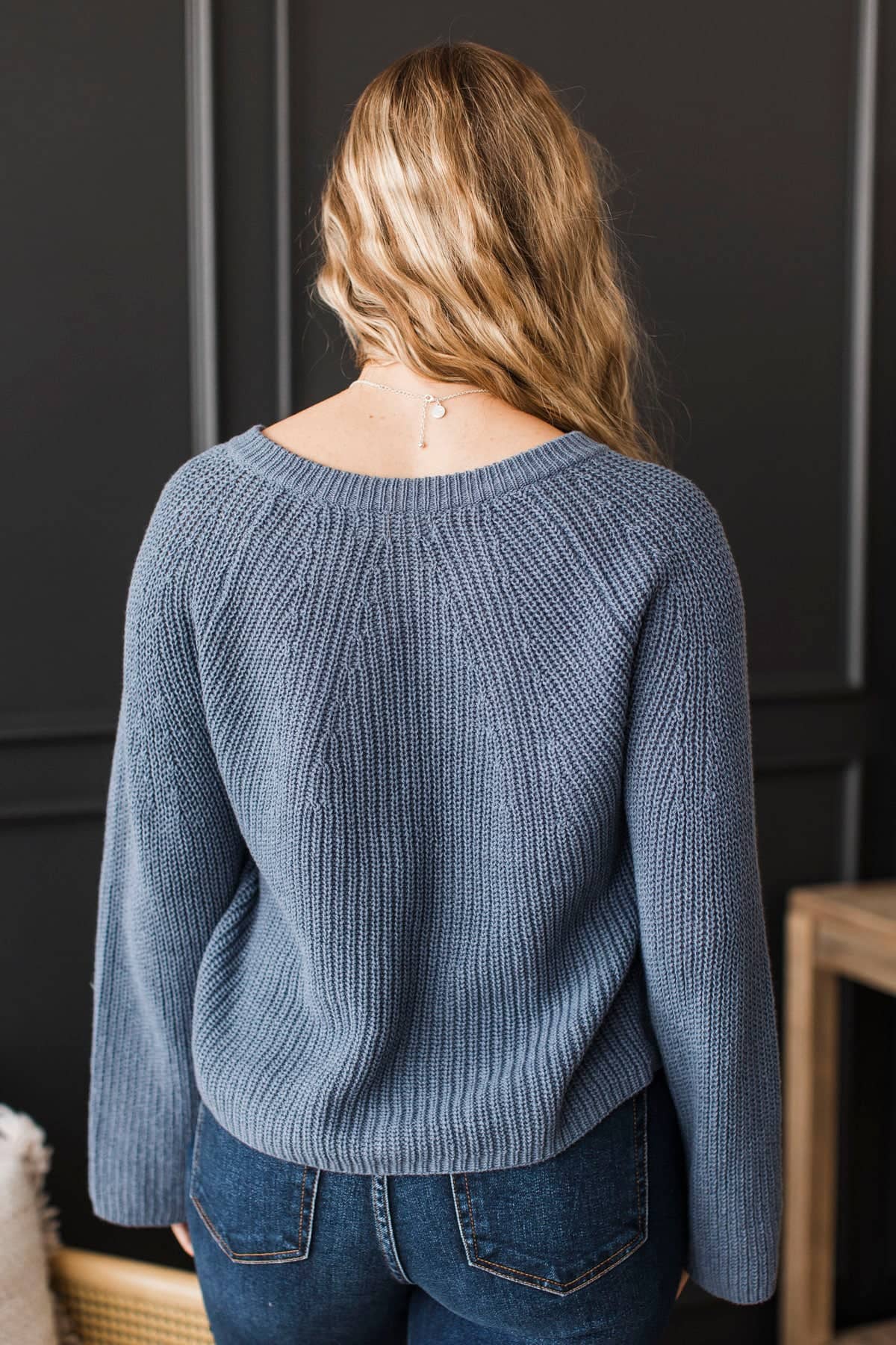 Blissful Love Knit Button Cardigan- Denim Blue - Image 6
