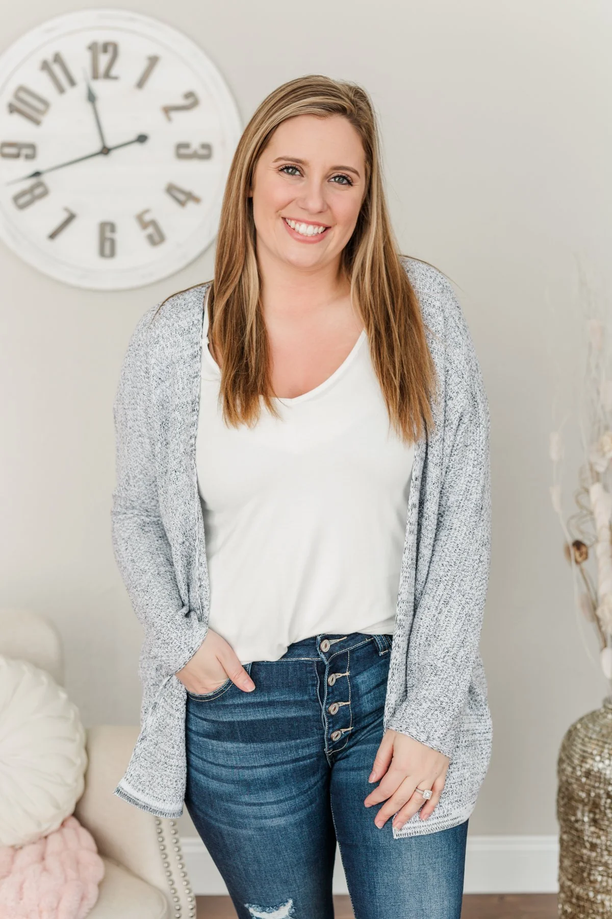 Blissful Mornings Open Knit Cardigan- Heather Grey - Image 6