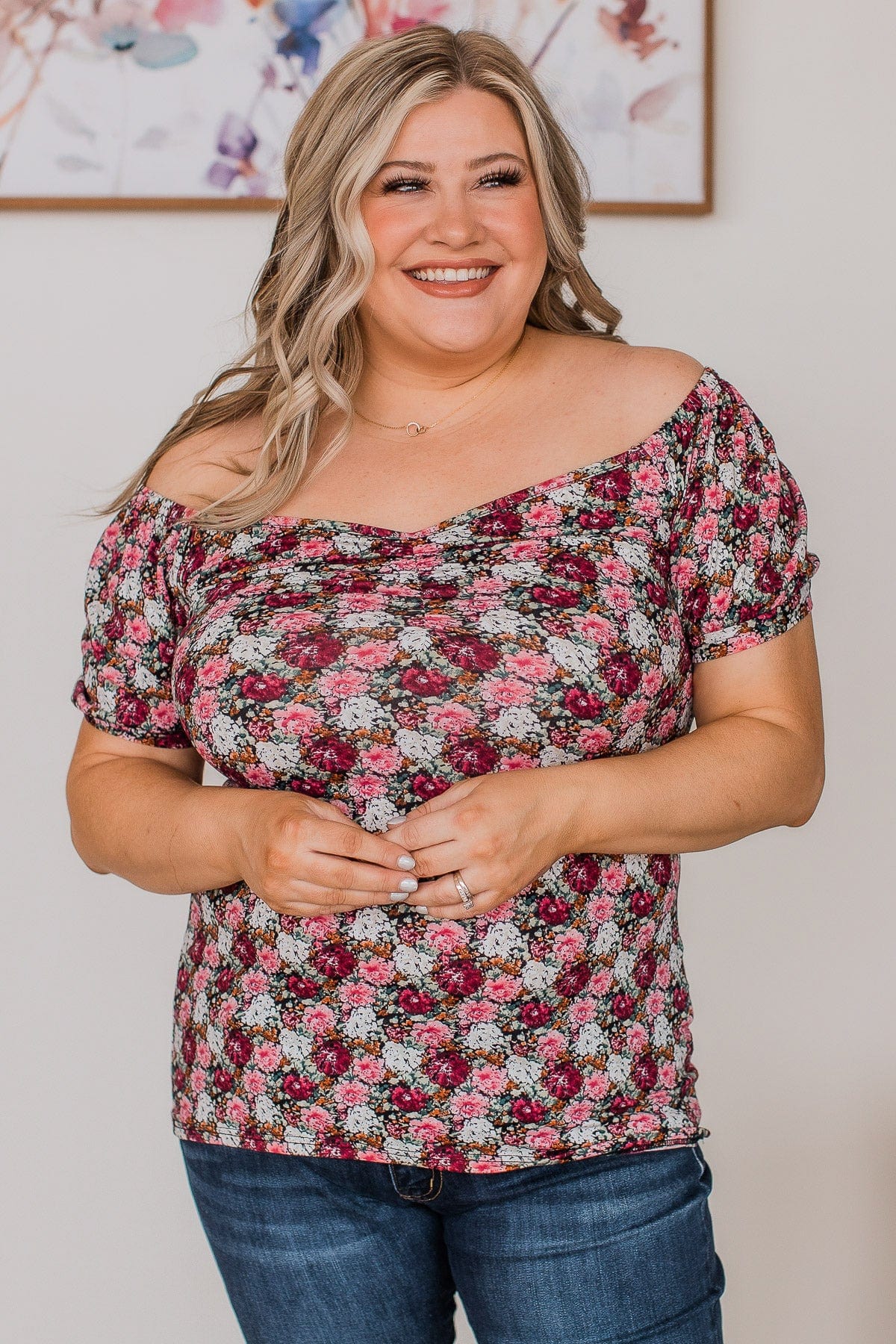 Bloom Again Short Sleeve Floral Top- Black