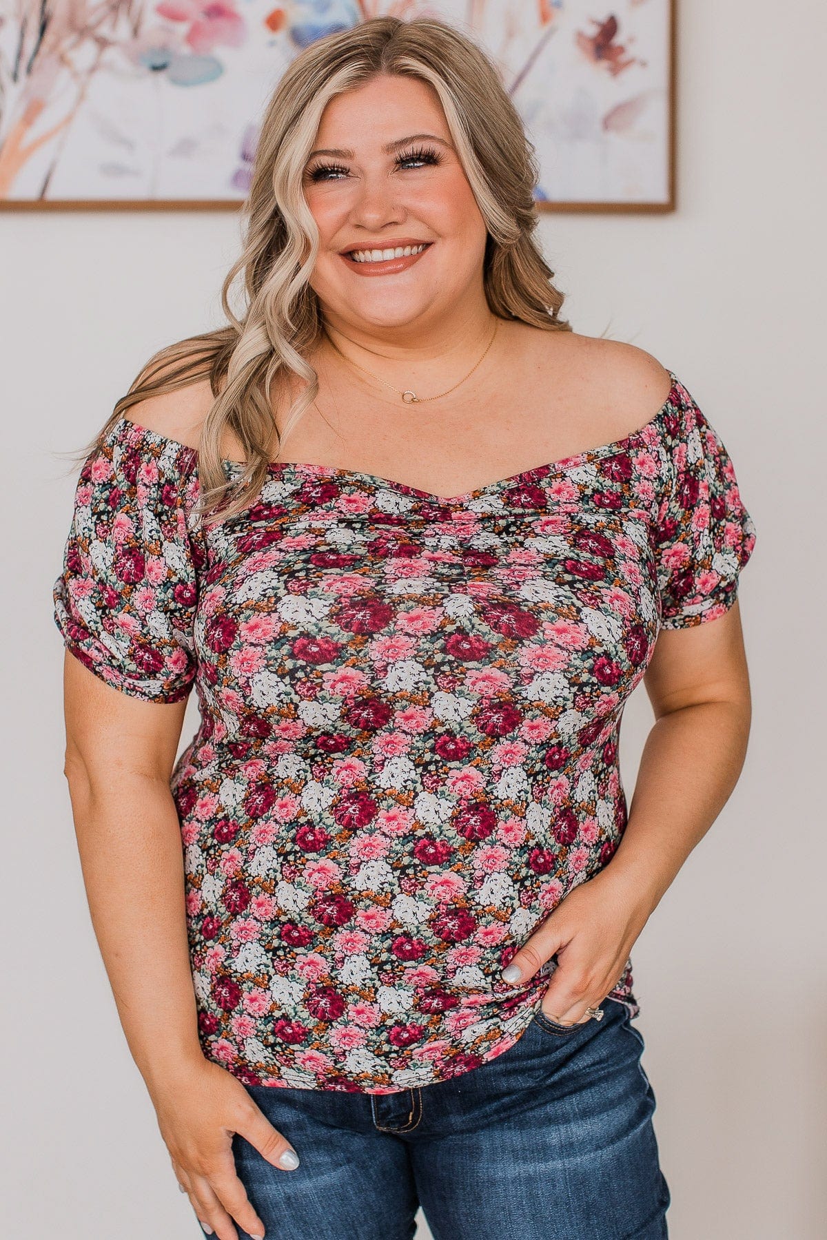 Bloom Again Short Sleeve Floral Top- Black - Image 3