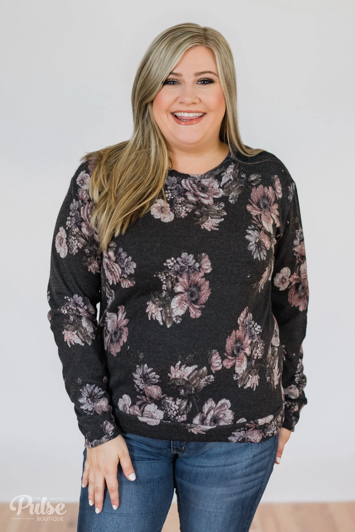 Bloom in the Dream Floral Pullover Top-  Black Charcoal - Image 6