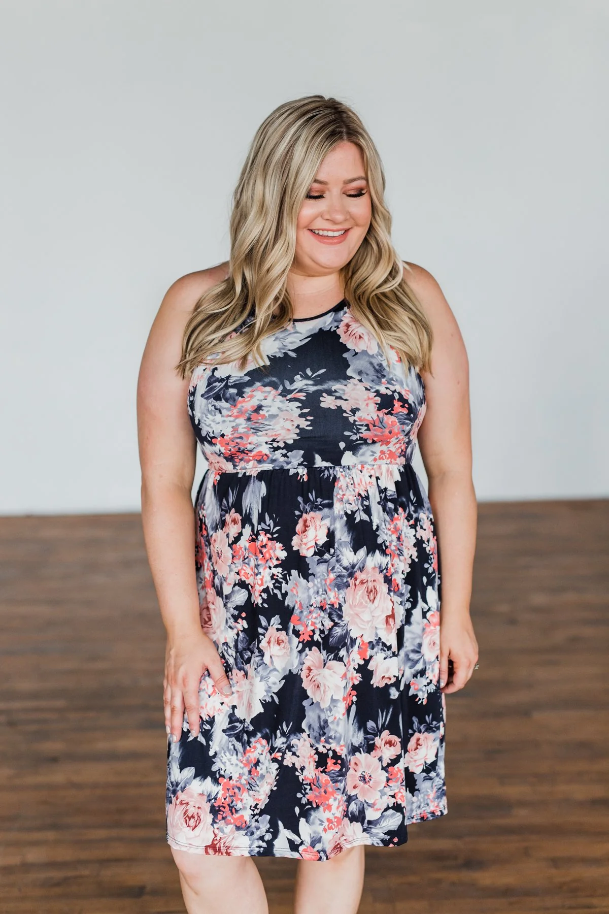 Bloom In The Night Floral Sleeveless Dress- Deep Navy - Image 5