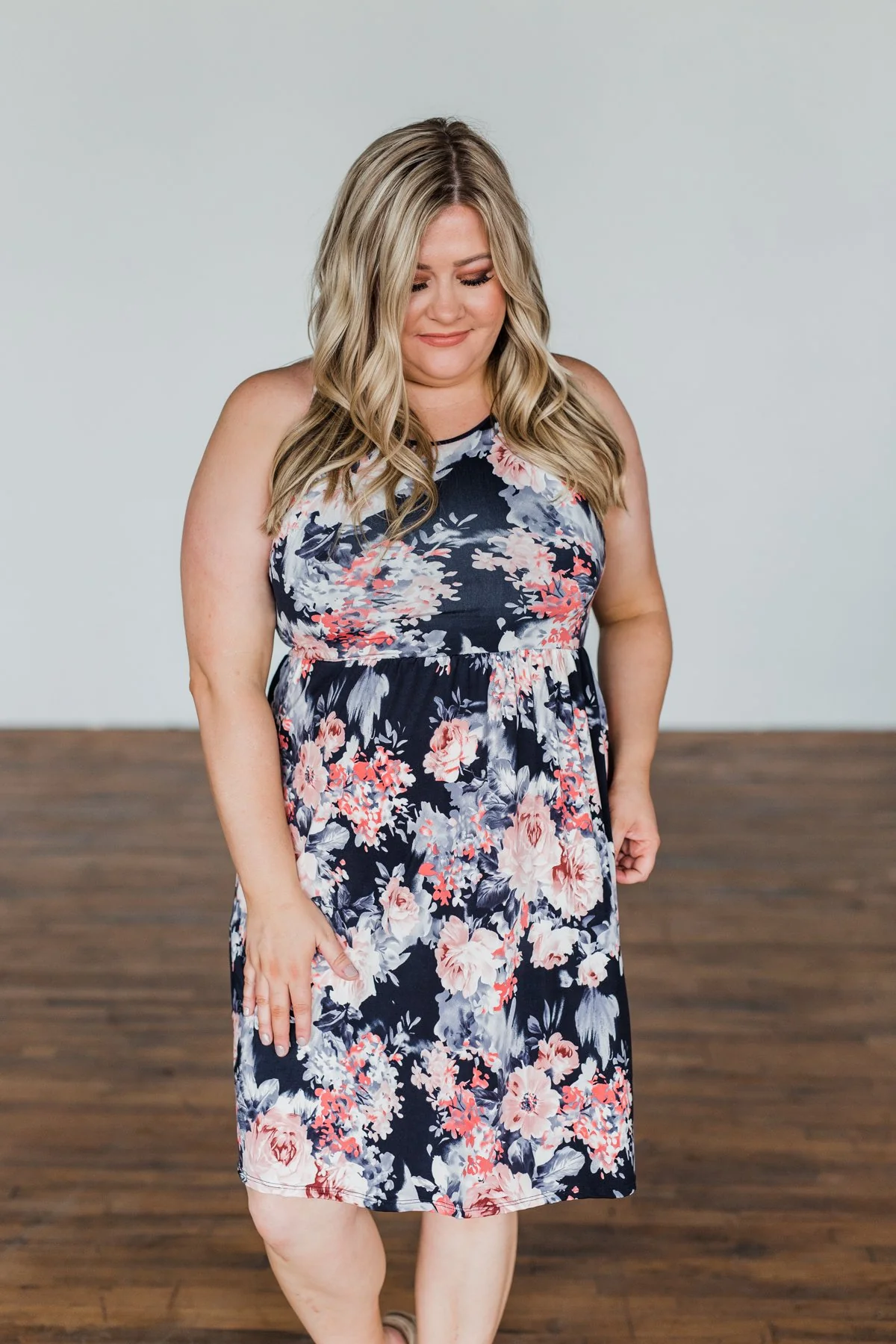 Bloom In The Night Floral Sleeveless Dress- Deep Navy - Image 7