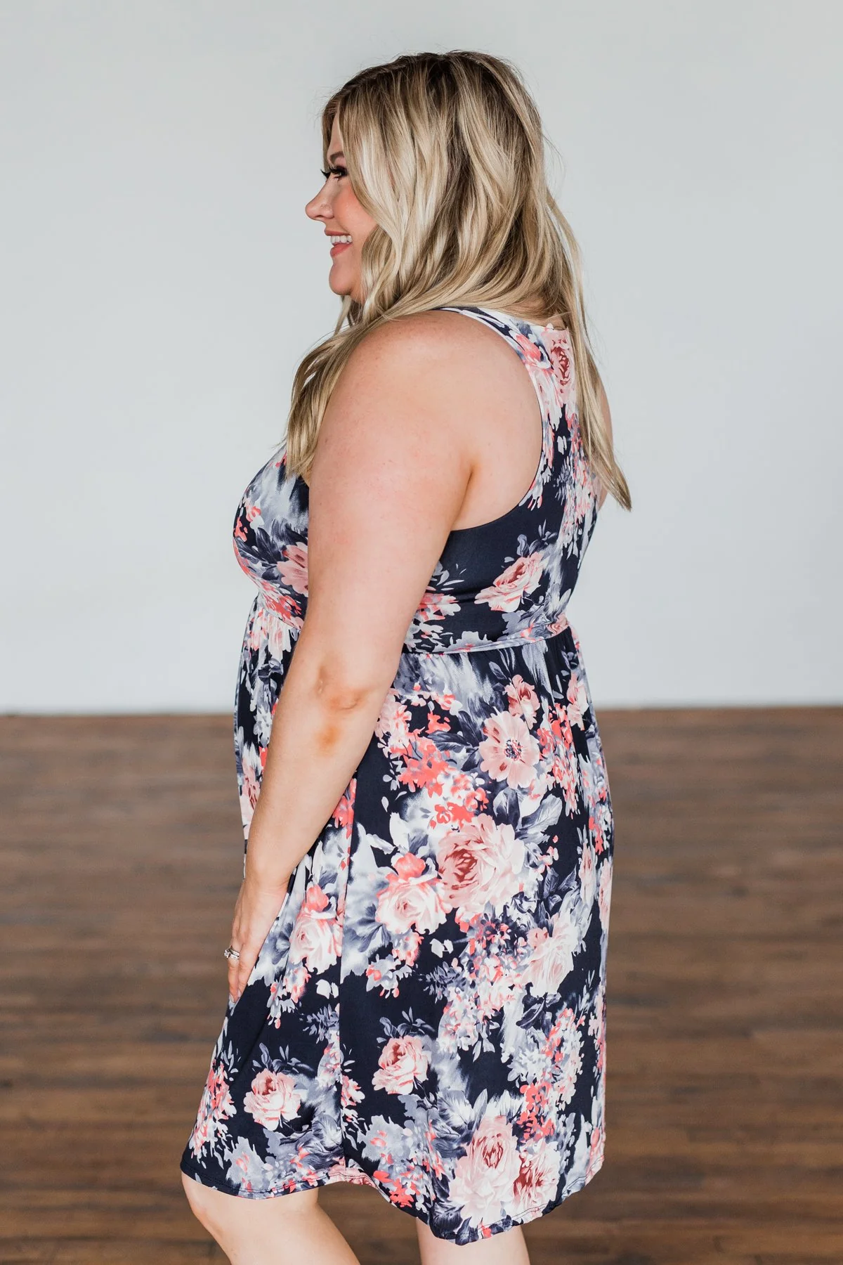 Bloom In The Night Floral Sleeveless Dress- Deep Navy - Image 9