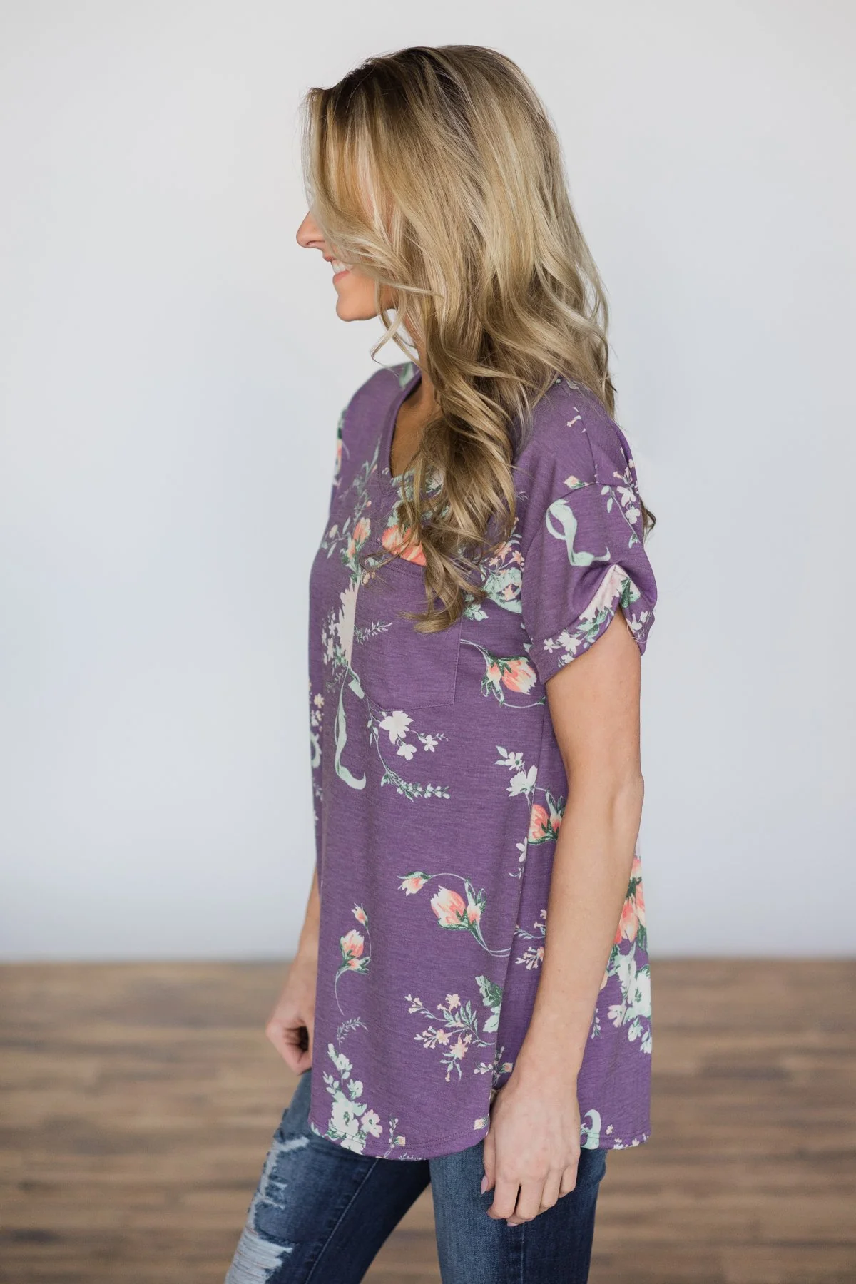 Blooming Bouquet Floral Pocket Top ~ Violet - Image 5