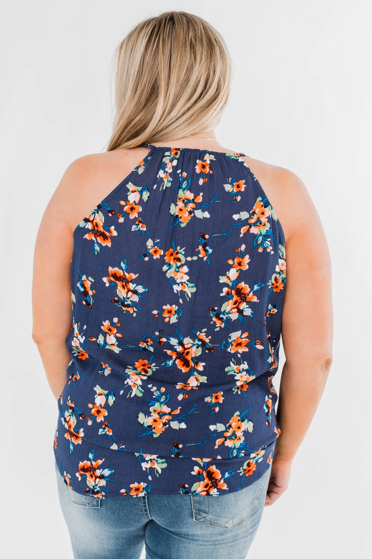 Blooming Endeavors Floral Tank top- Dark Blue - Image 8