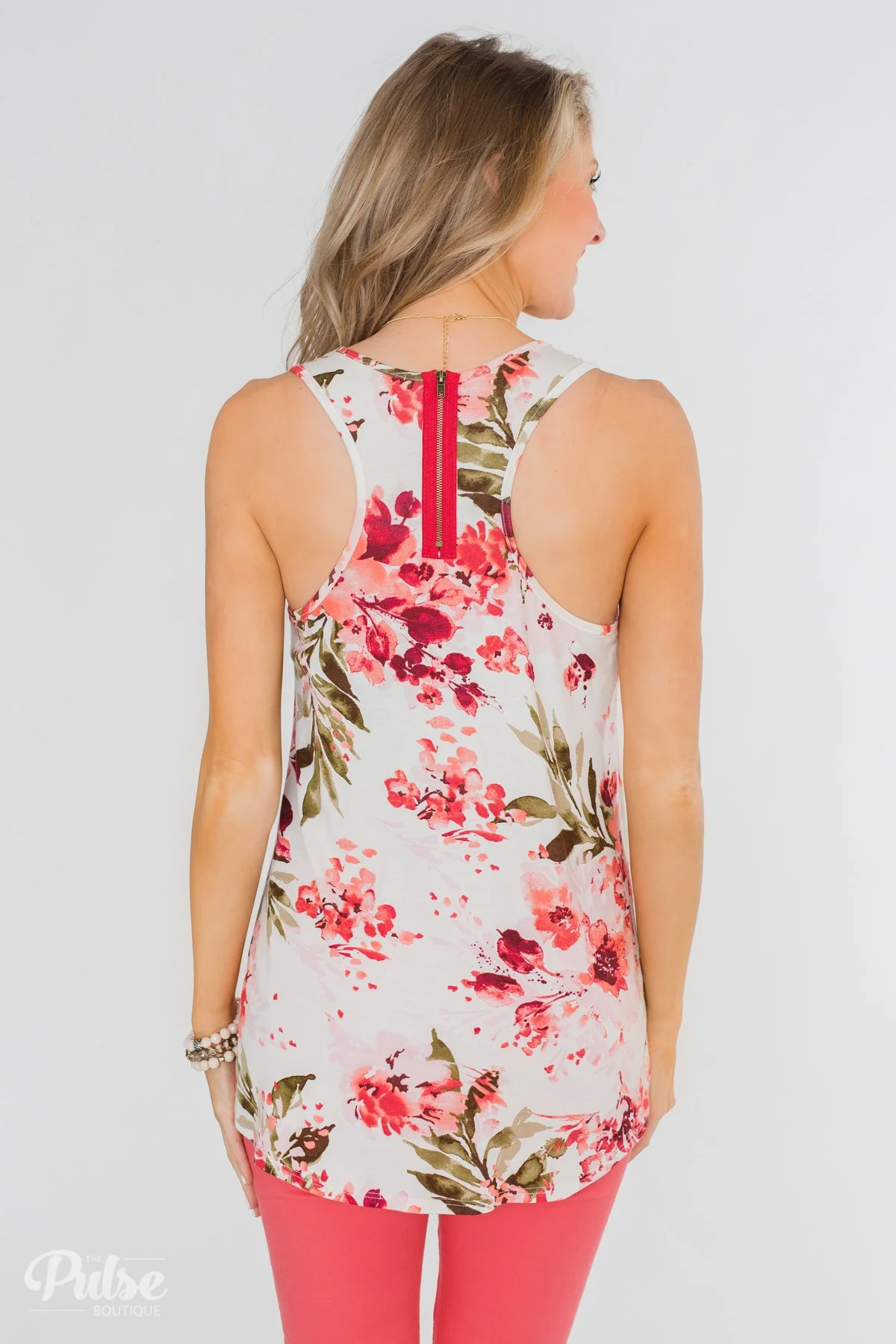 Blossom Into Love Floral Racerback Tank- Ivory - Image 12