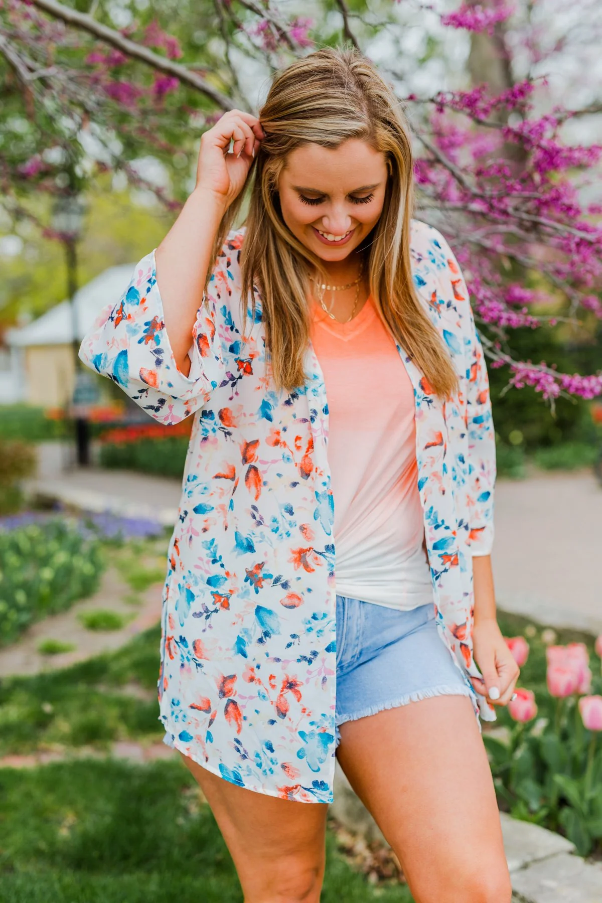 Blossom Into Spring Floral Kimono- Ivory & Multi-Color - Image 4