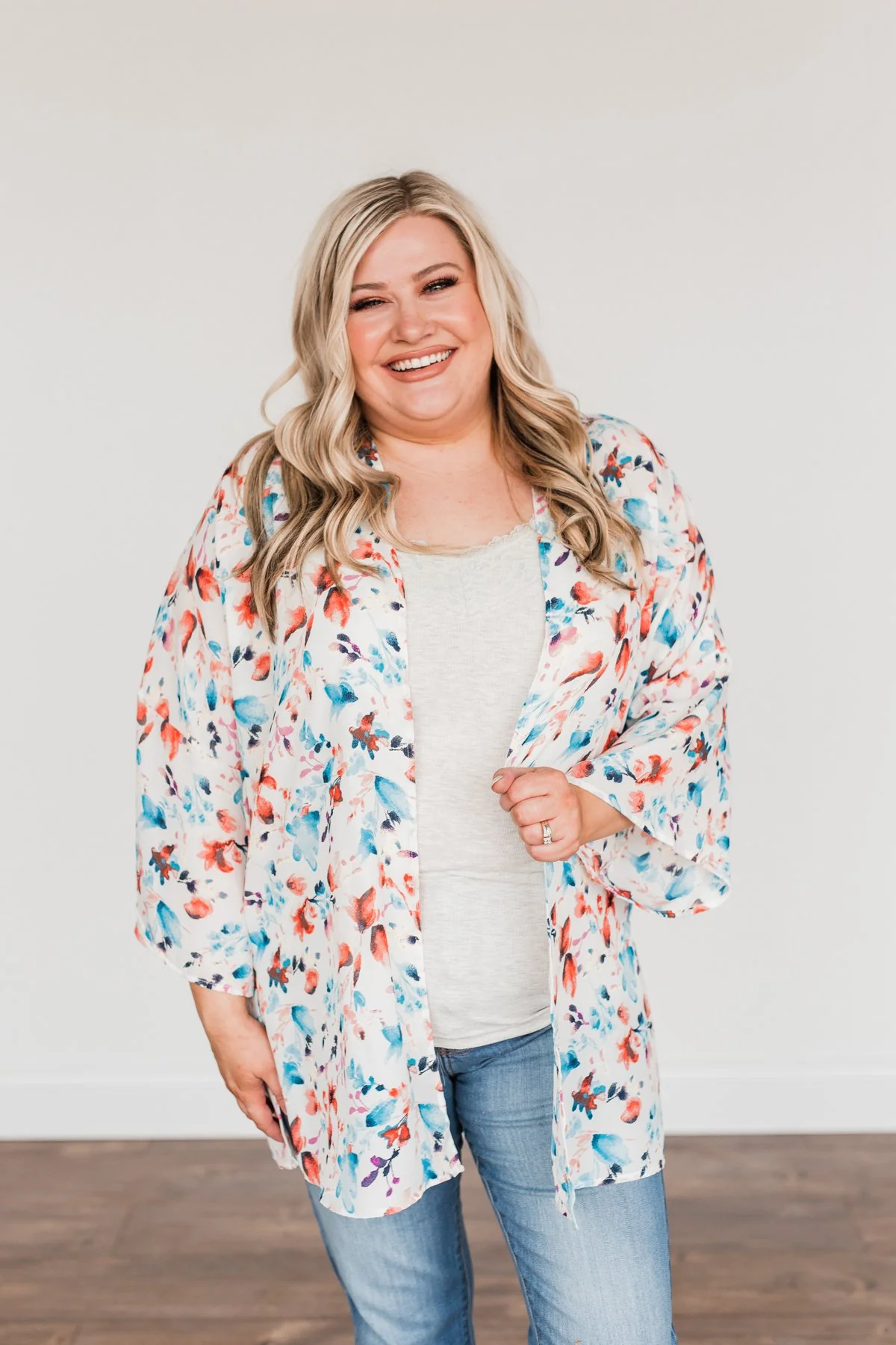 Blossom Into Spring Floral Kimono- Ivory & Multi-Color - Image 5