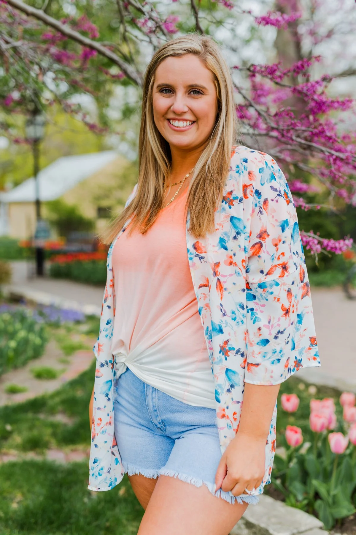 Blossom Into Spring Floral Kimono- Ivory & Multi-Color - Image 8