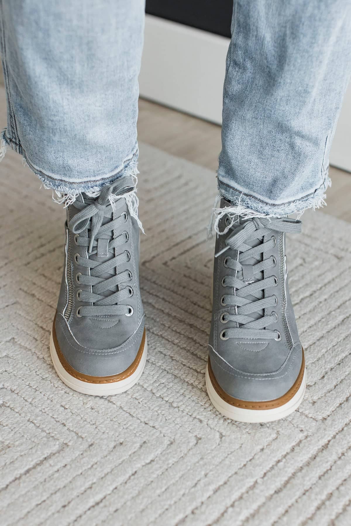 Blowfish Camden Wedge Sneakers- Mid-Grey - Image 4