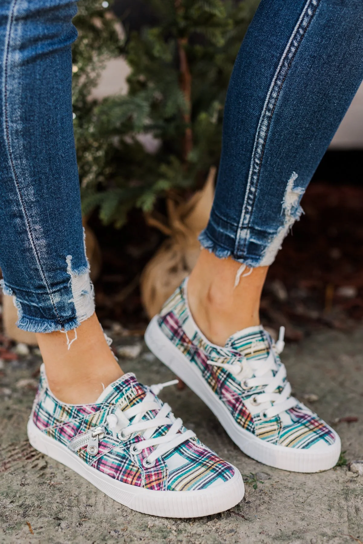 Blowfish Fruit Sneakers- Cream Ivy League Plaid - Image 4