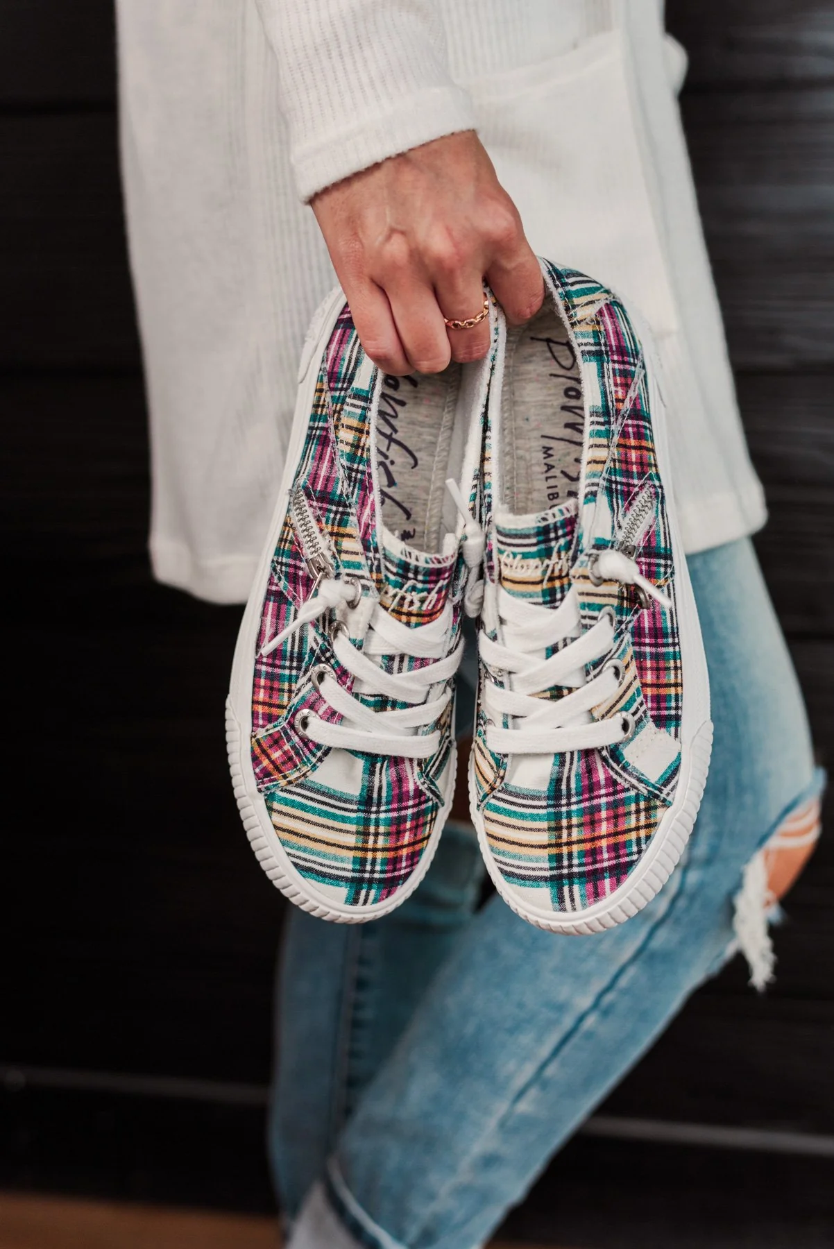 Blowfish Fruit Sneakers- Cream Ivy League Plaid - Image 5