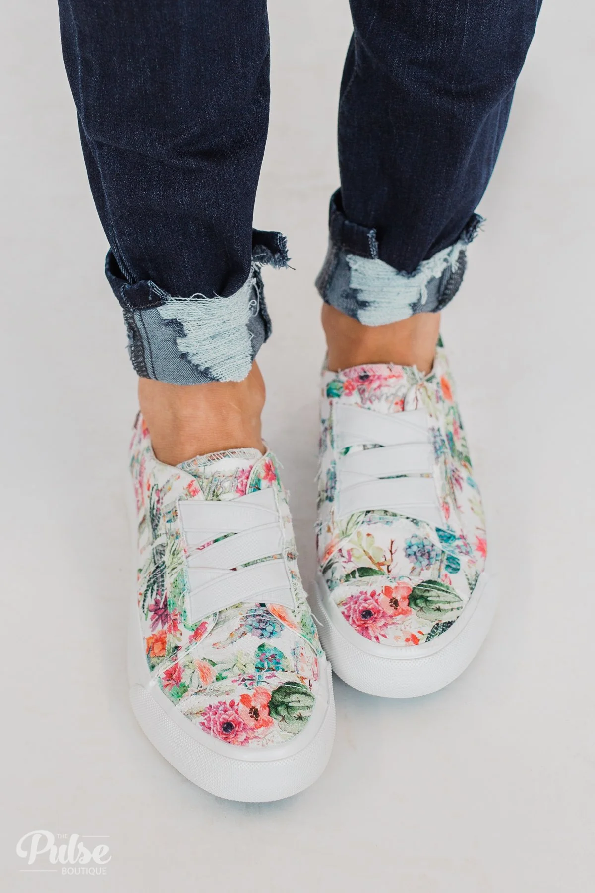 Blowfish Marley Sneakers- Off White Cactus Flower Print
