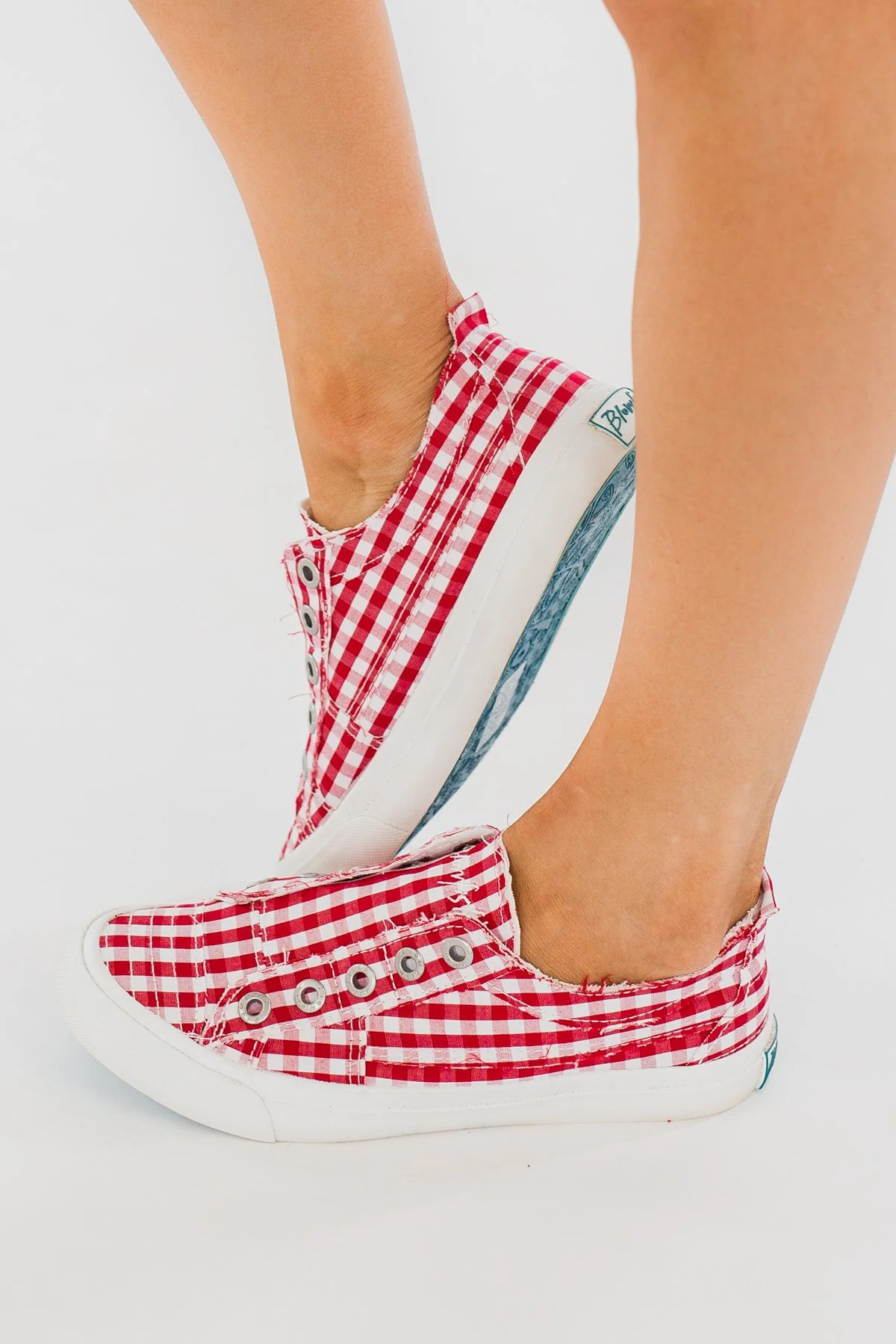 Blowfish Play Gingham Sneakers- Red & White - Image 2