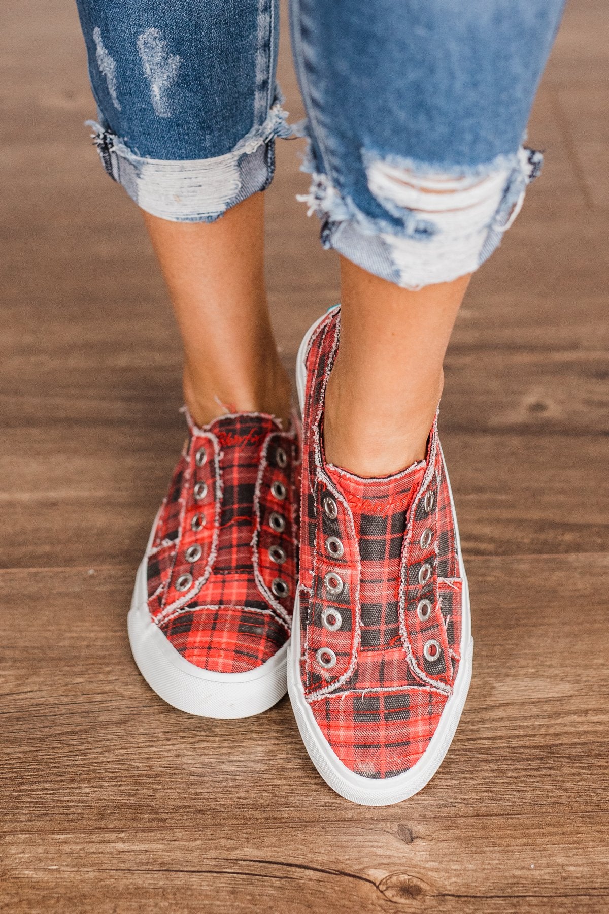 Blowfish Play Sneakers- Red Grand Canyon Plaid - Image 5