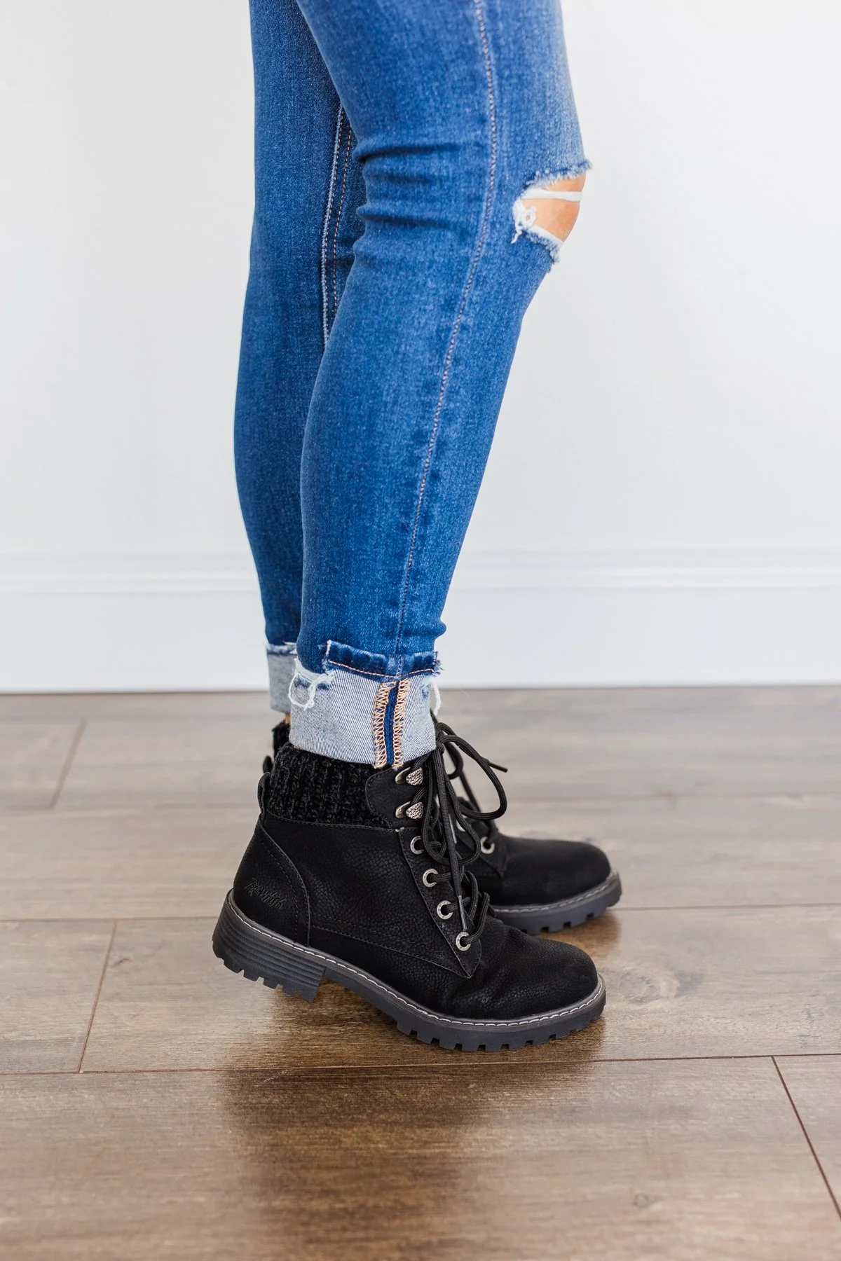 Blowfish Ruthey Booties- Black Saddlerock & Vanity Knit - Image 4