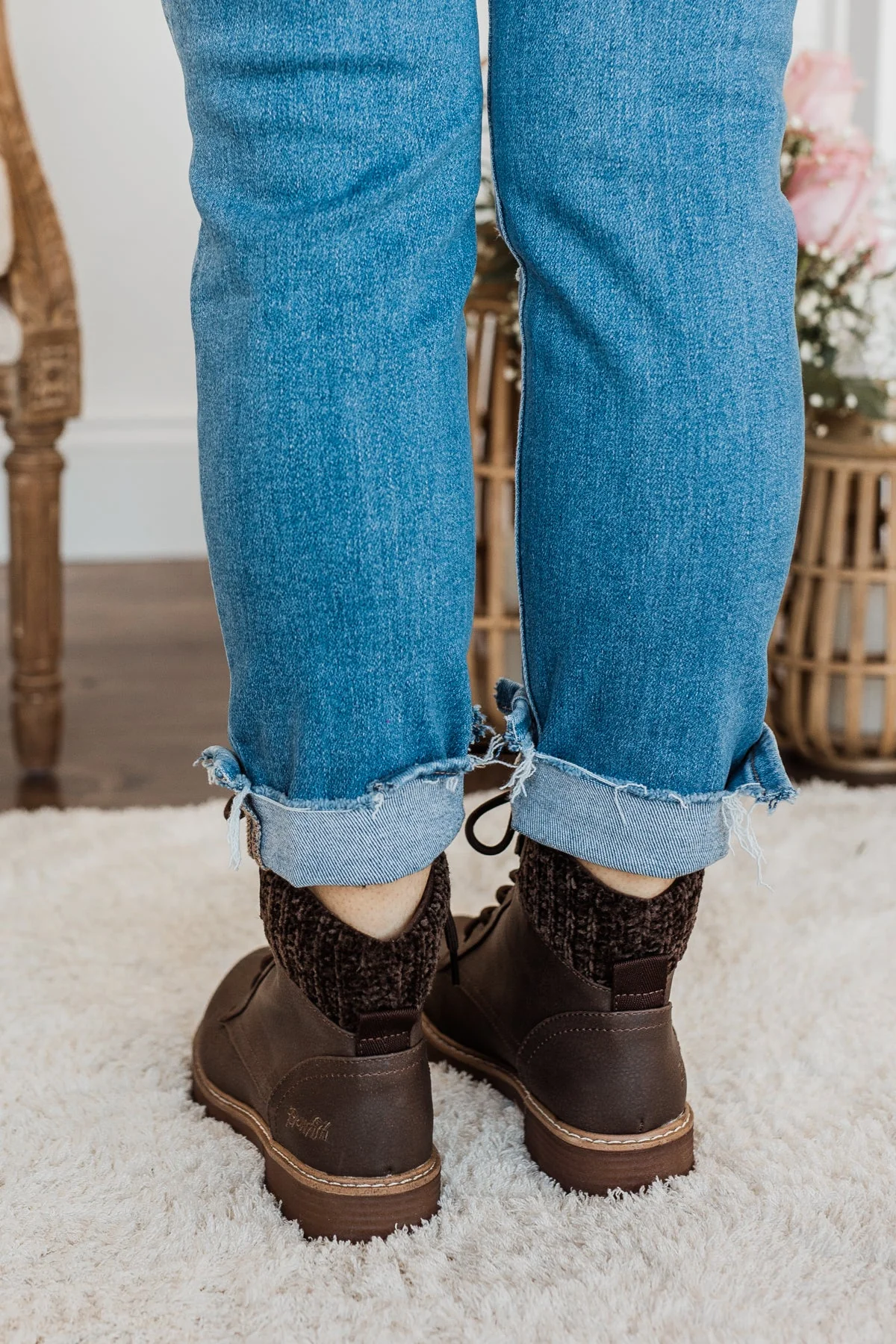 Blowfish Ruthey Booties- Chocolate Saddlerock & Vanity Knit - Image 4