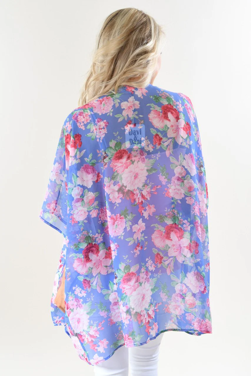 Blue and Pink Floral Kimono - Image 6