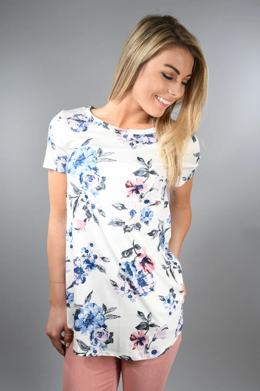 Blue and Pink Floral Top - Image 3