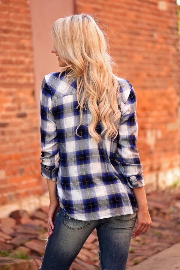 Blue Flannel Top - Image 6