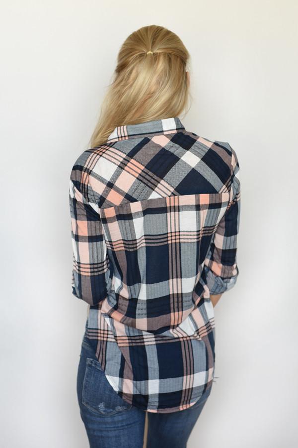 Blue & Peach Plaid Top - Image 6
