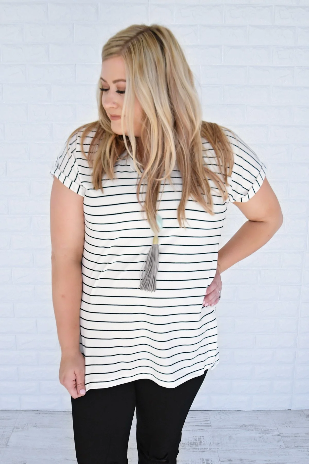 Blurred Lines Striped Top ~ White - Image 4