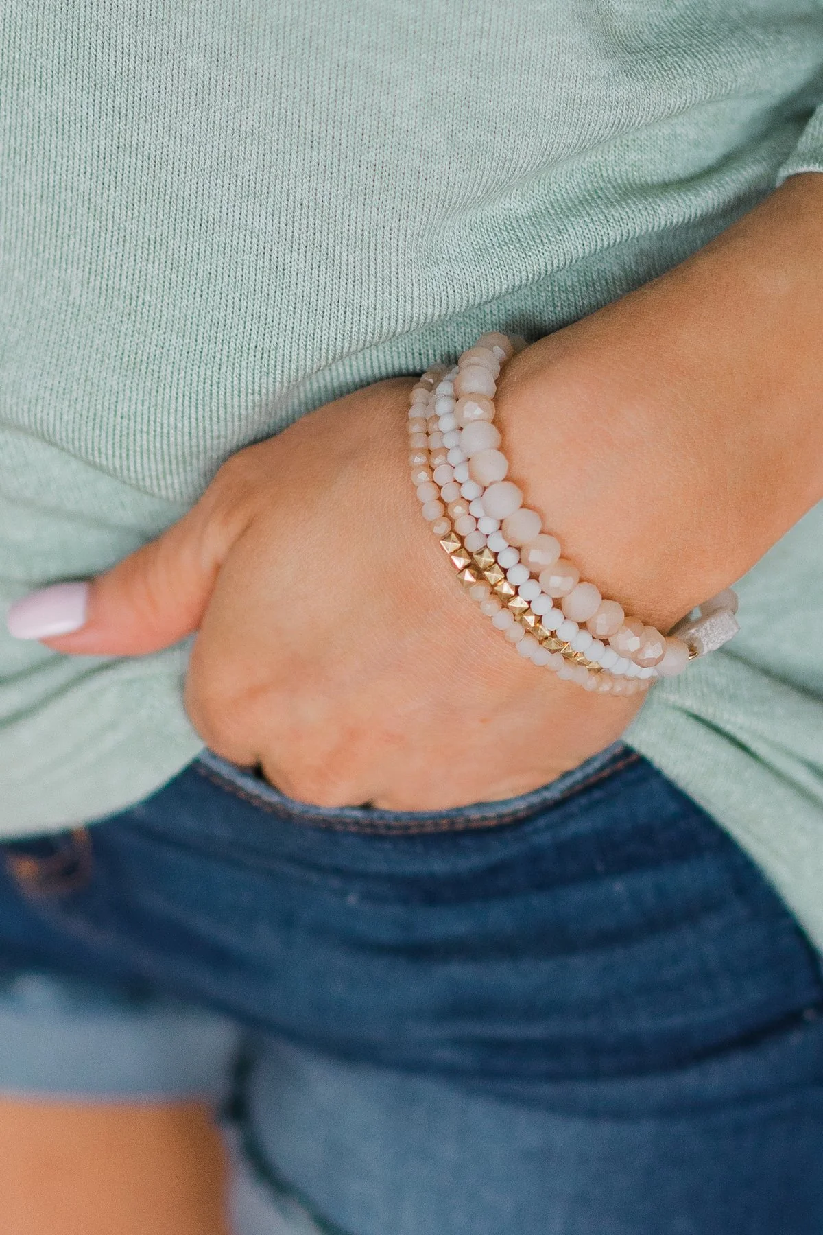 Blush Natural Stone Charm Bracelet Set - Image 2