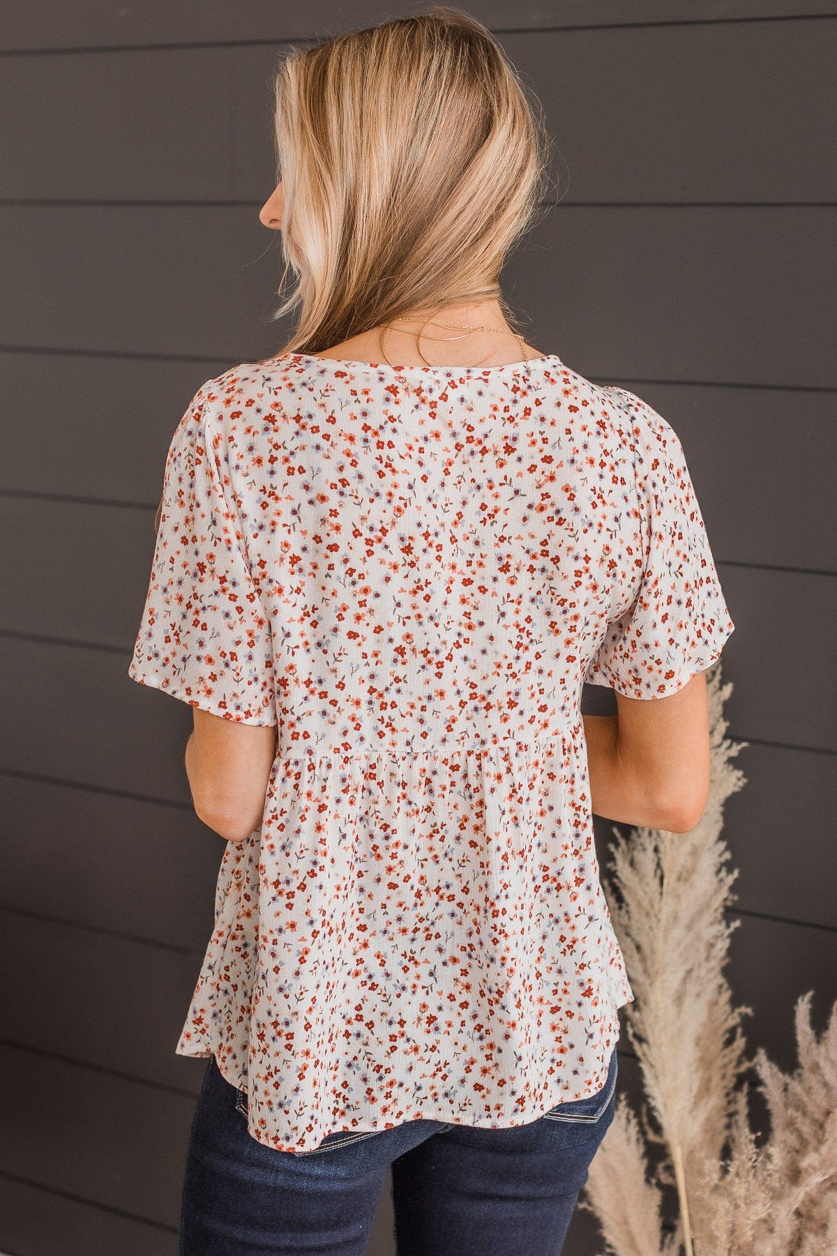 Blushing Beauty Floral Top- Ivory - Image 7