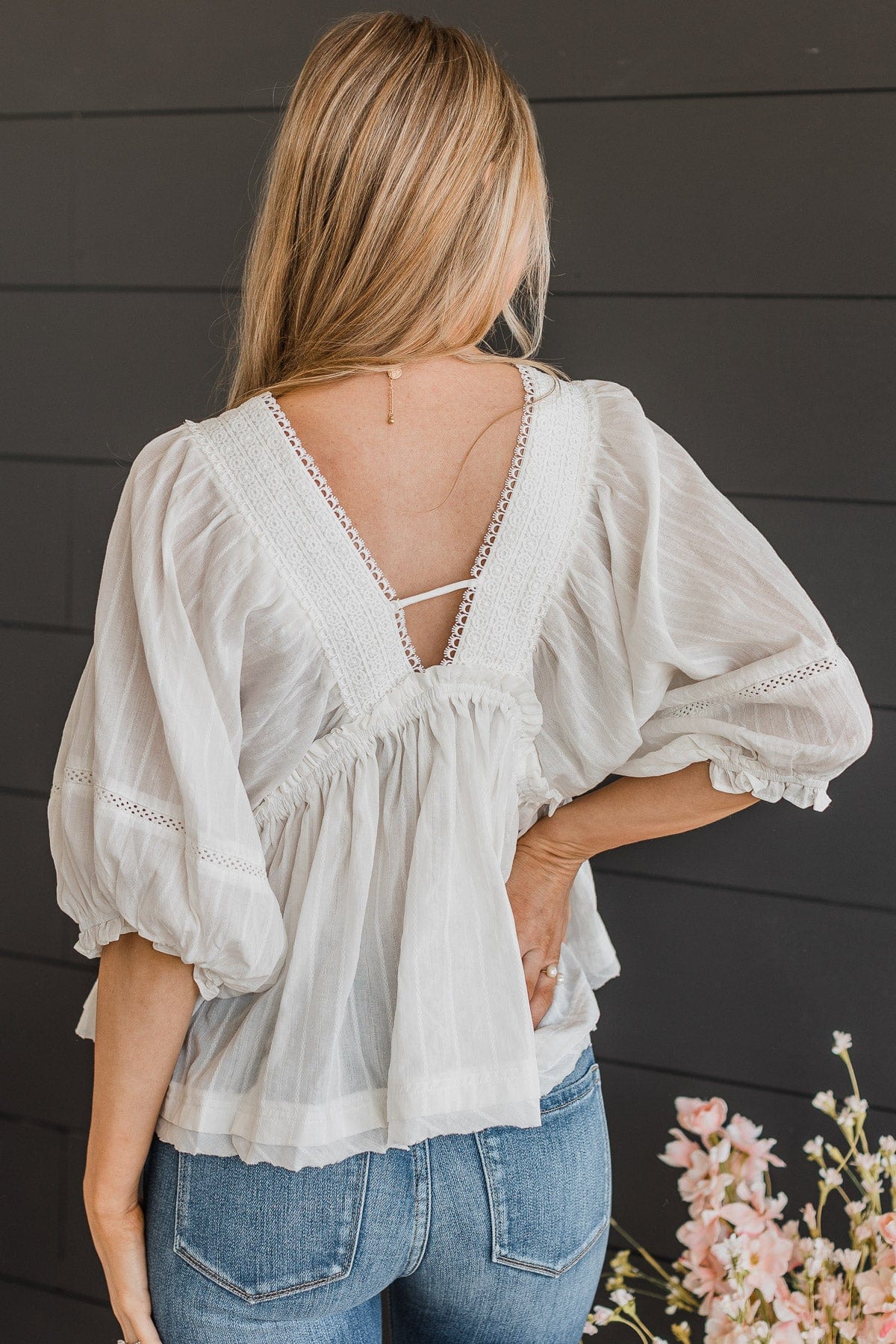 Bohemian Beauty Babydoll Top- Off-White - Image 7
